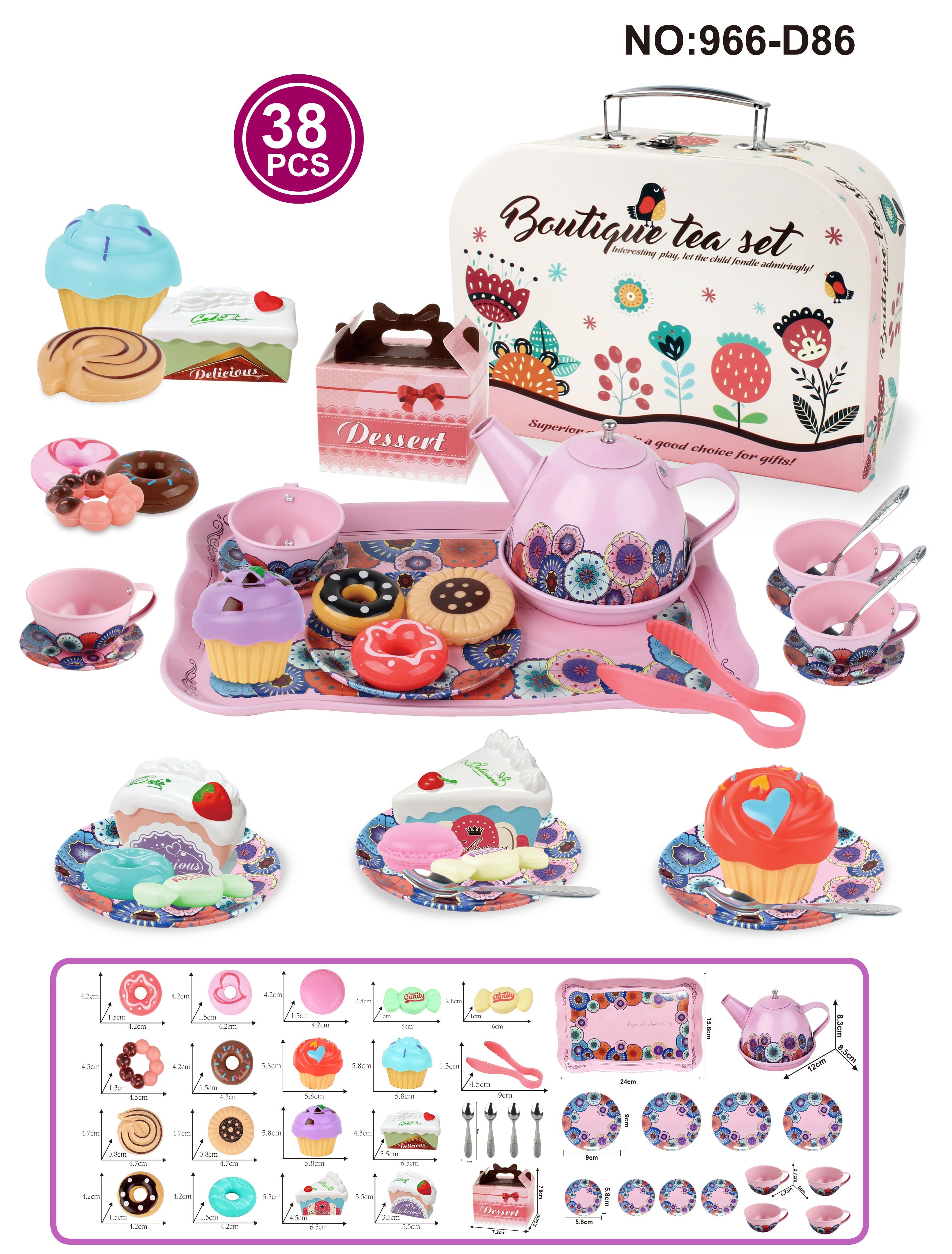 Игровой набор чайной посуды с десертами, подарочный