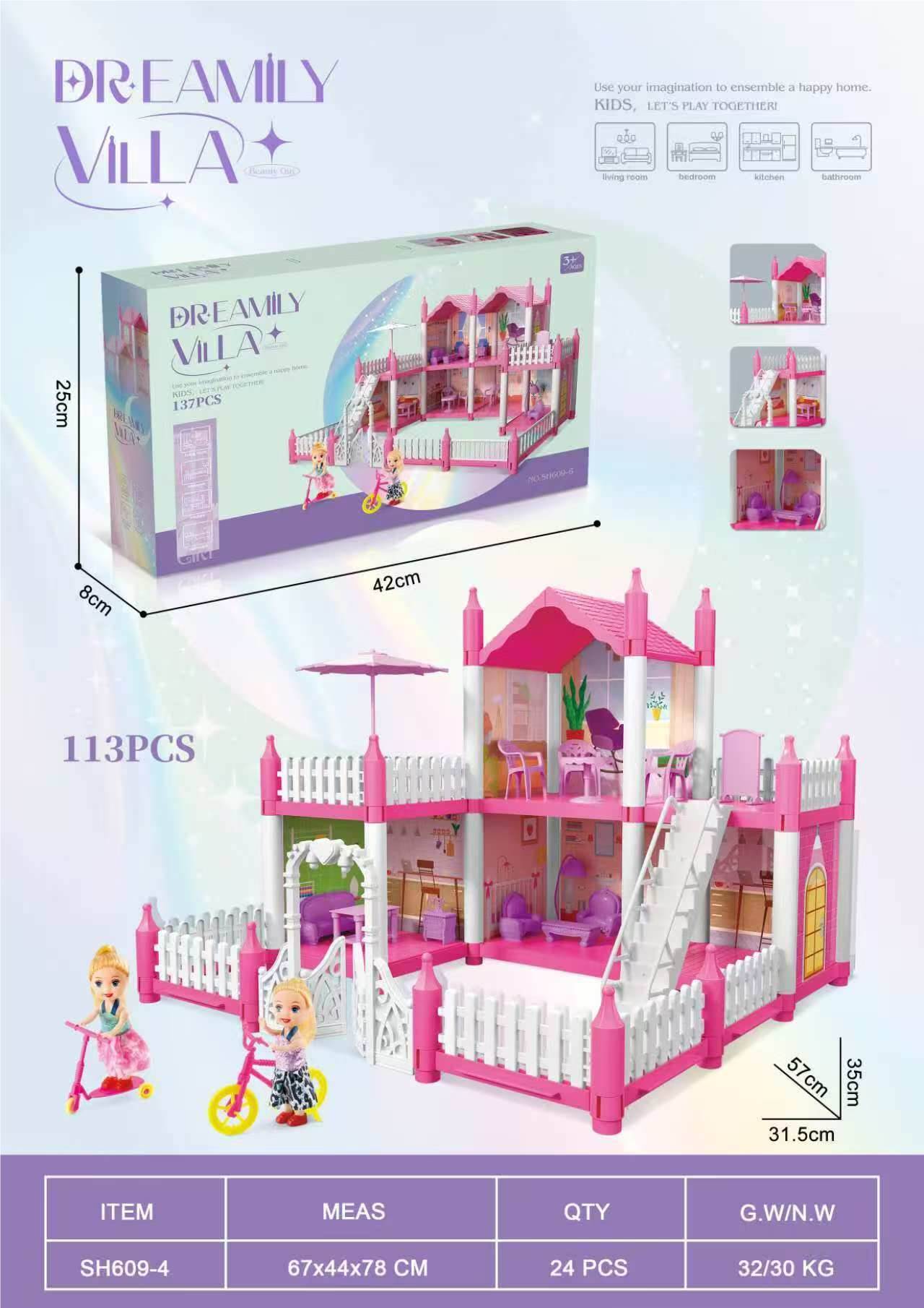Кукольный домик DIY, сборная вилла, игровой набор