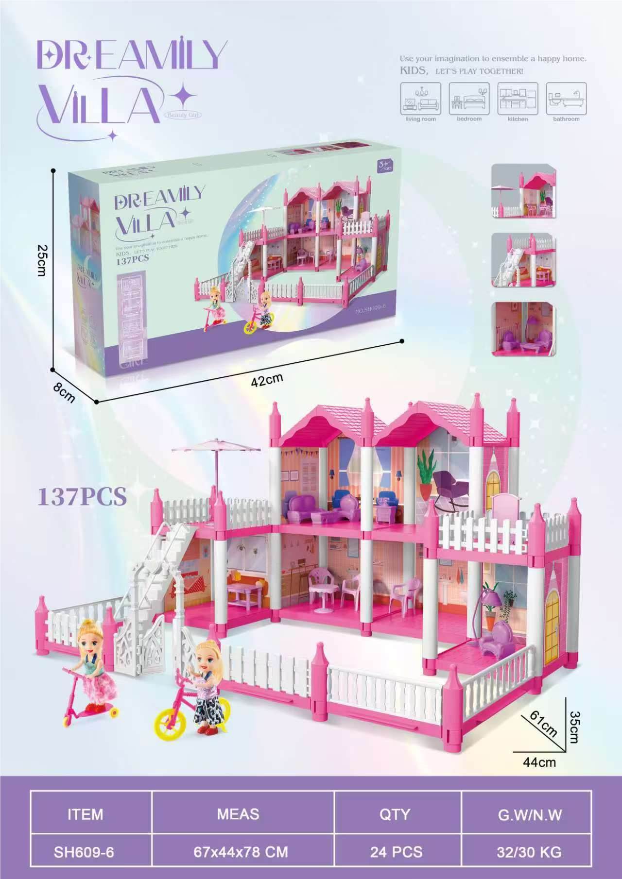 Кукольный домик DIY, сборная вилла, игровой набор