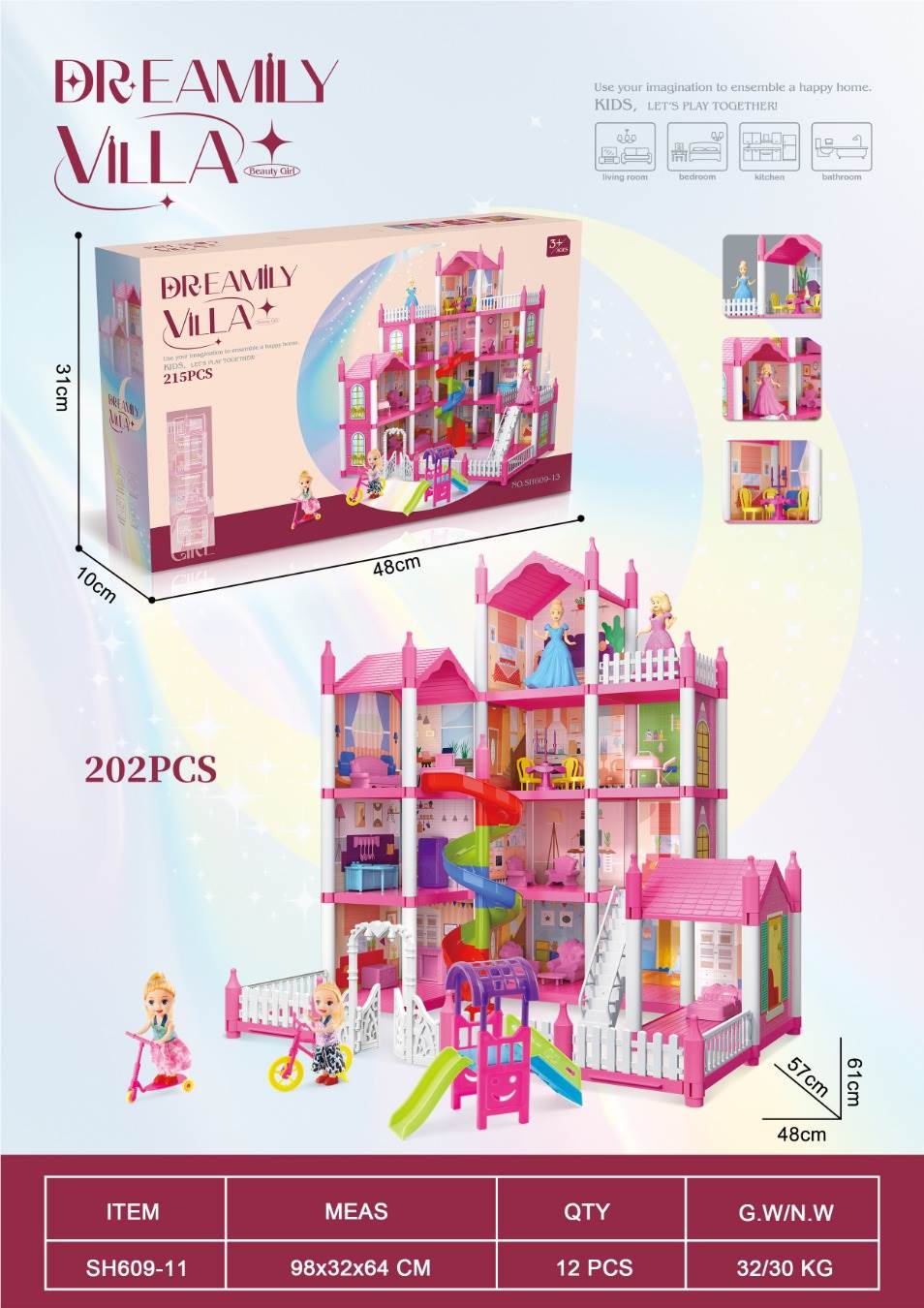 Кукольный домик DIY, сборная вилла, игровой набор