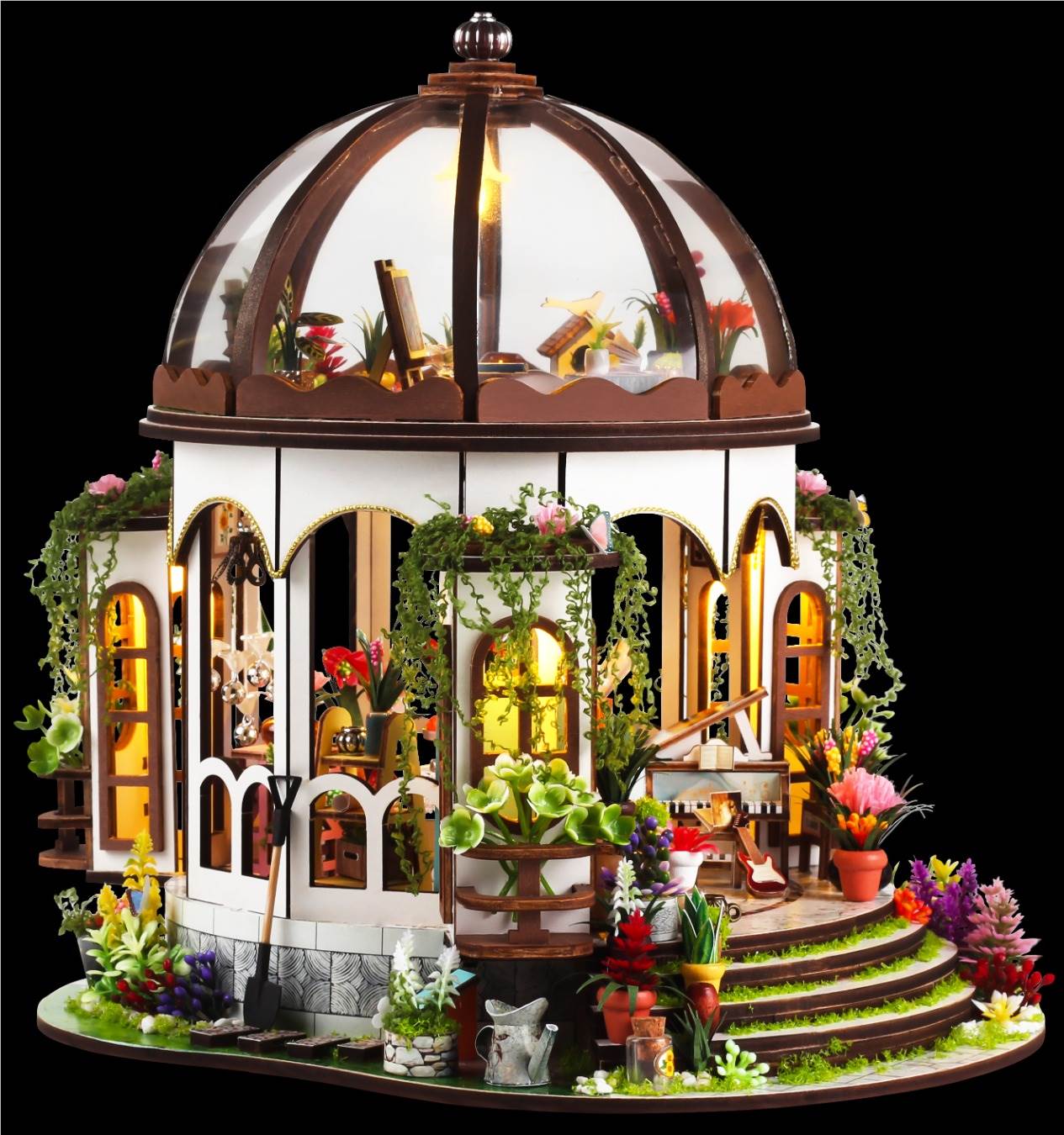 Деревянный 3D-пазл "Висячие сады", DIY домик, миниатюра