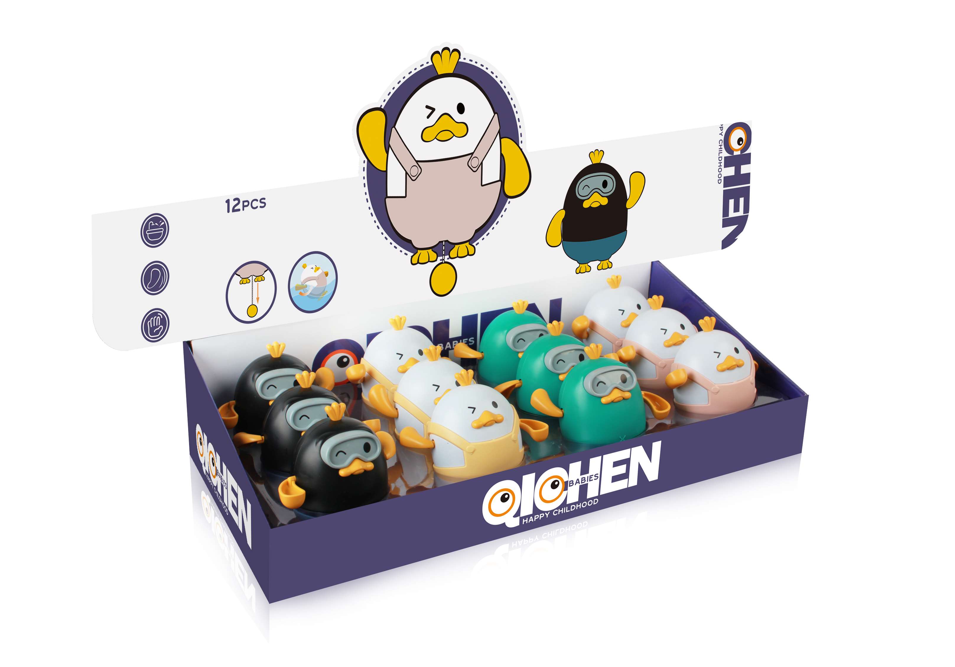 Игрушка для ванной Утка с глазками на веревочке