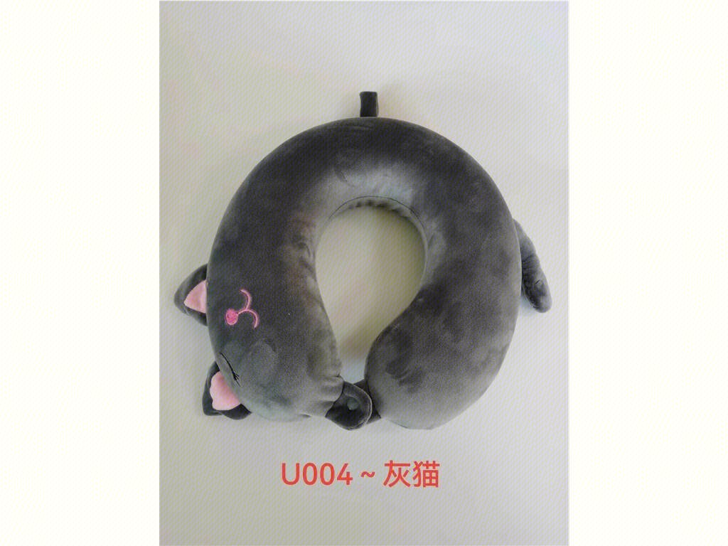 U-образная подушка для шеи "Серый кот", memory foam
