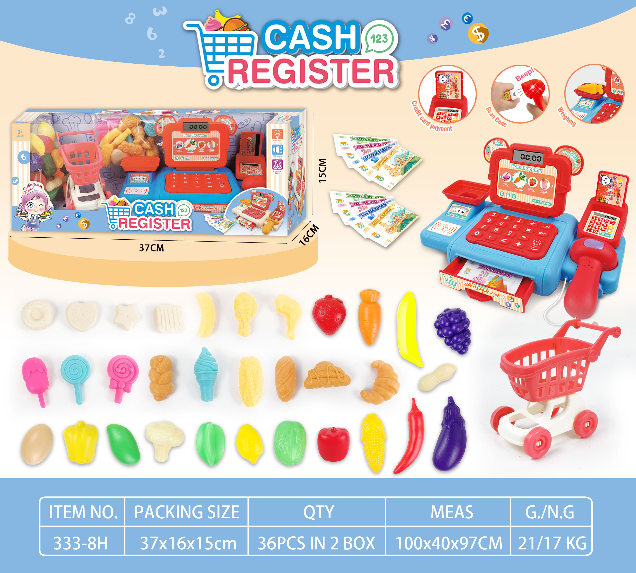 Игровой кассовый аппарат с имитацией света и звука