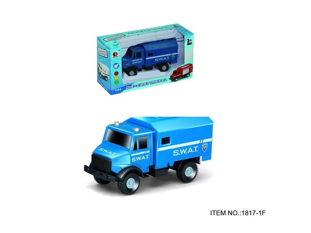 Металлические машинки 1:64: полиция, пожарные, стройтехника