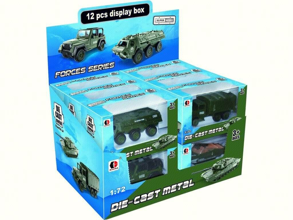 Военные машинки из сплава 1:72 (12 шт/уп)