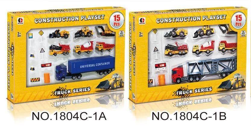 Металлический контейнеровоз с мини-техникой 1:64