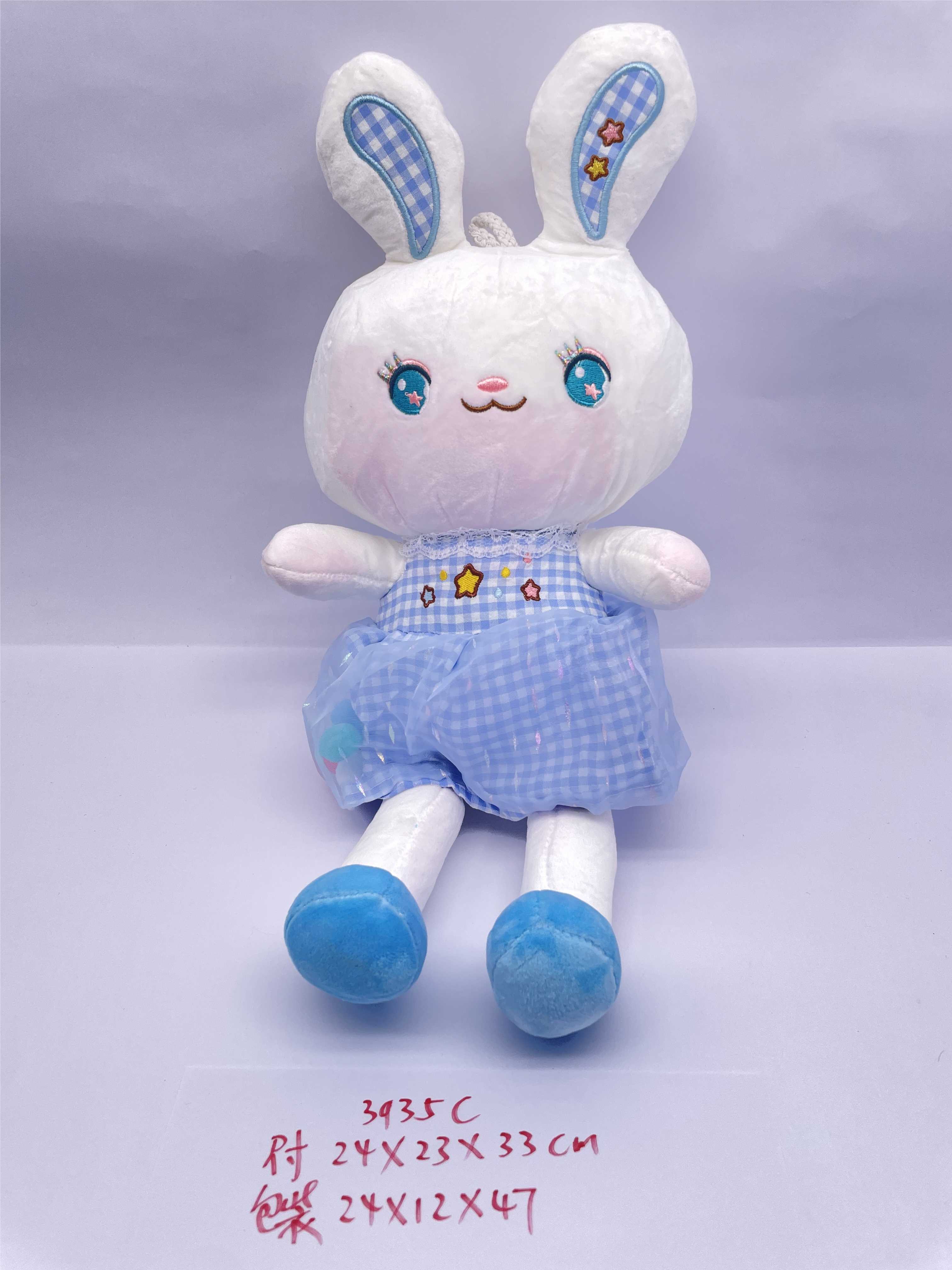 Мягкая игрушка зайчик в клетчатом платье, 24*33 см