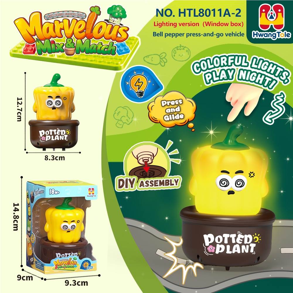 Игрушка-каталка "Овощной автомобильчик" с подсветкой и DIY-блоками