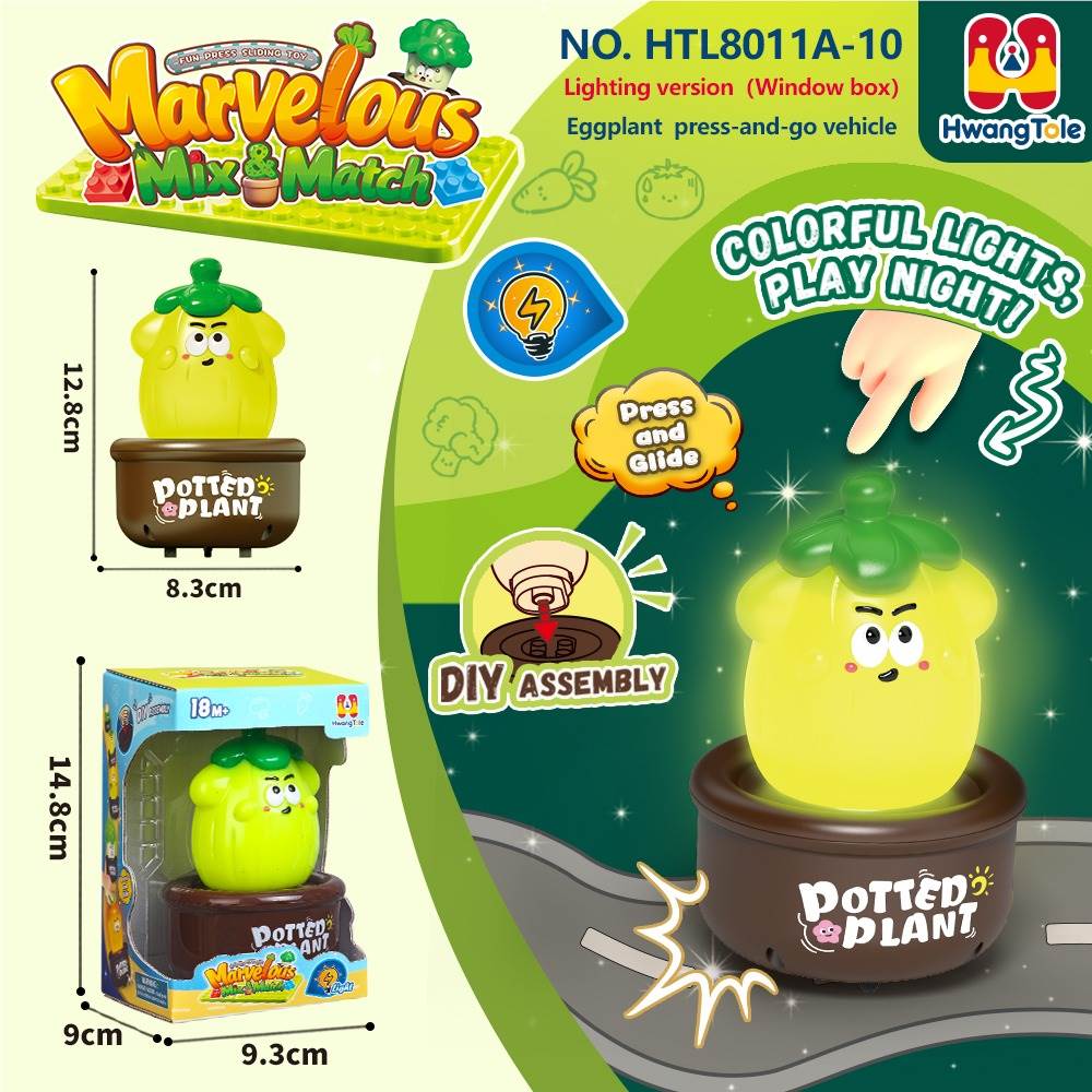 Игрушка-каталка "Овощной автомобильчик" с подсветкой и DIY-блоками