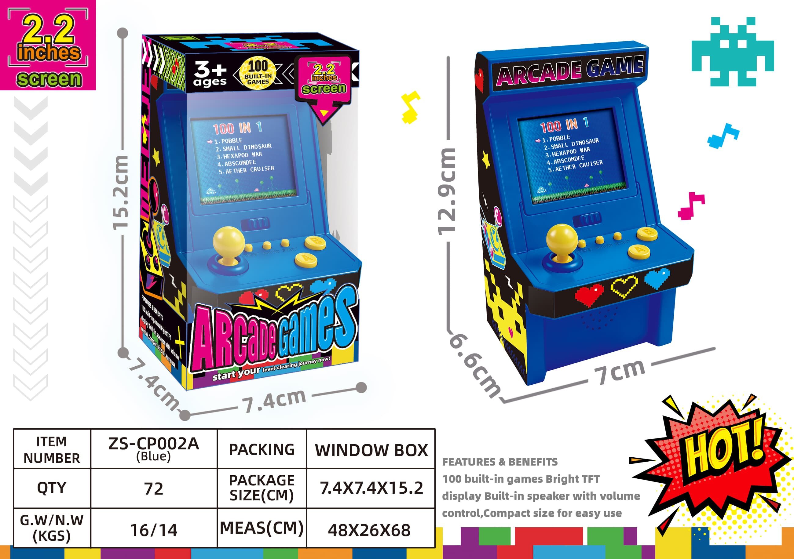 Аркадная игровая консоль 2.2" с 100 играми