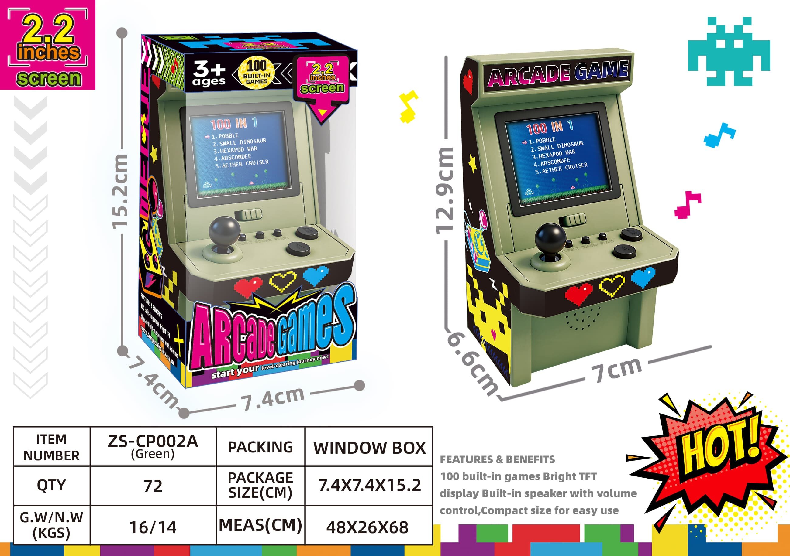 Аркадная игровая консоль 2.2" с 100 играми