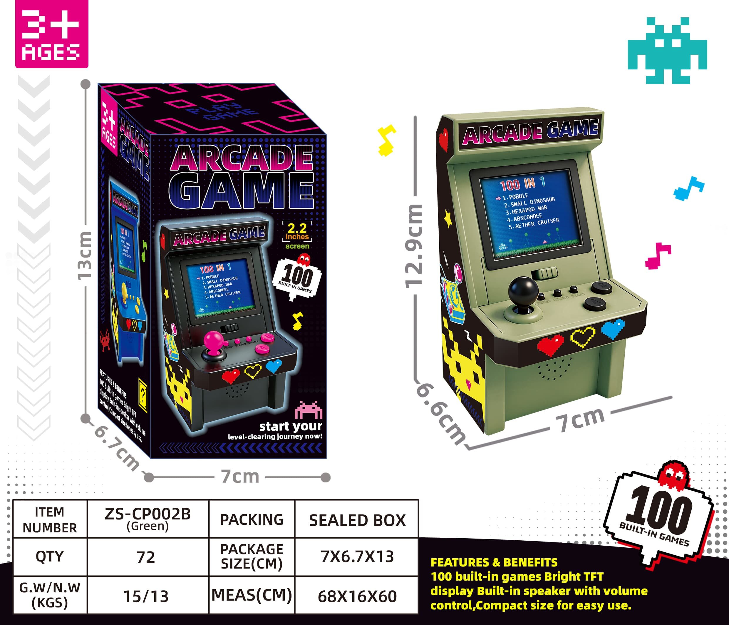 Аркадная игровая консоль 2.2" с 100 играми