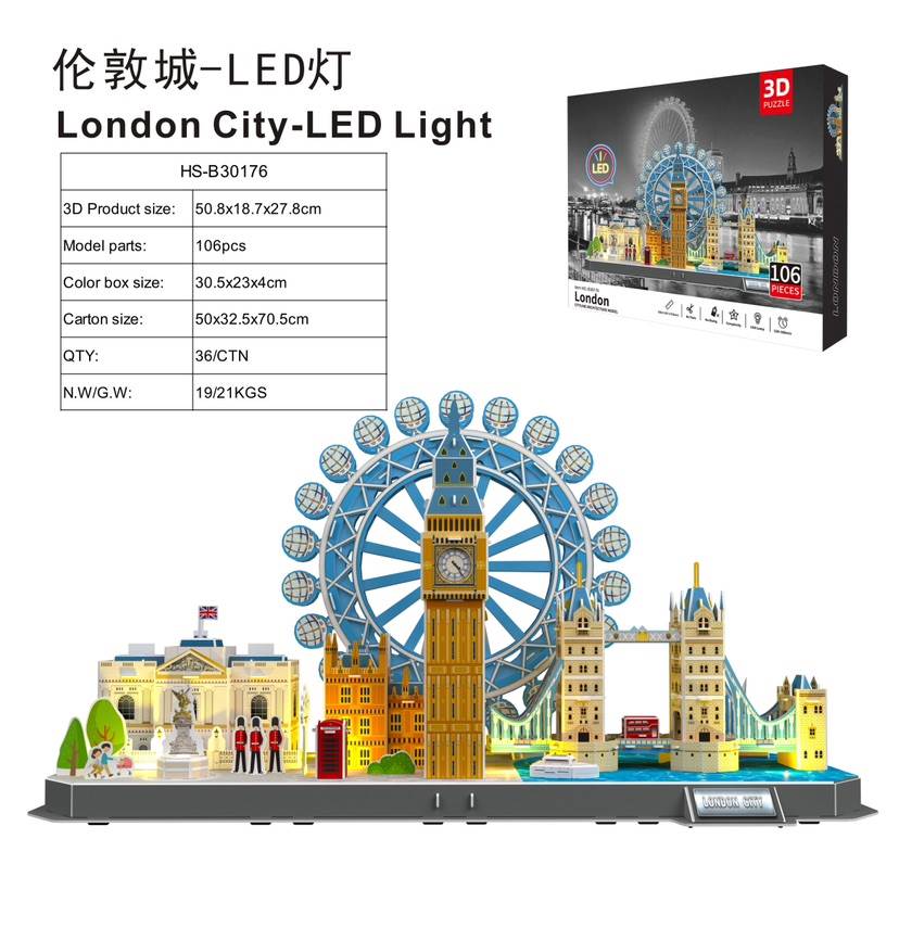 3D-пазл Лондон с LED-подсветкой, сборная модель