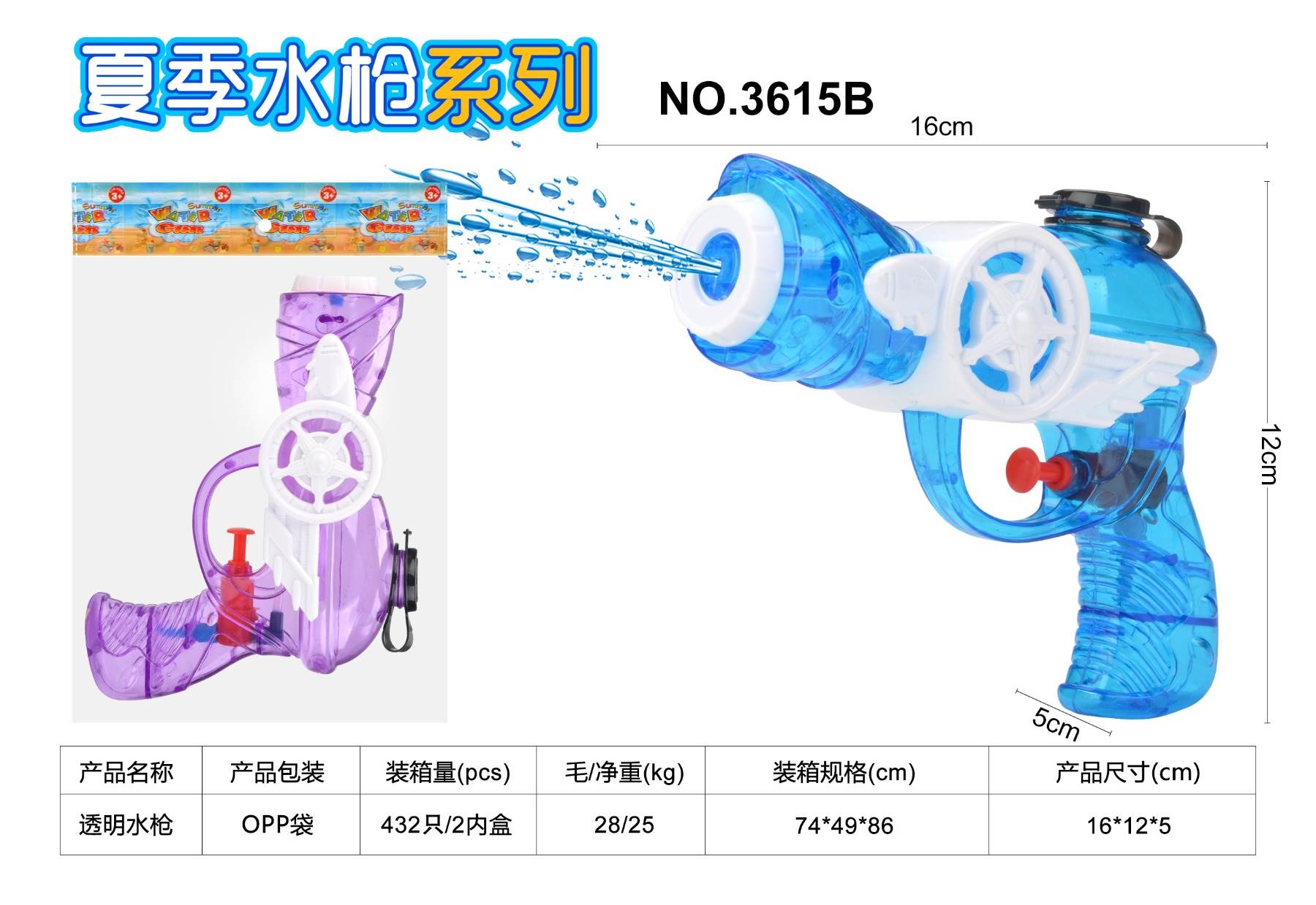 Водяной пистолет прозрачный, оптом
