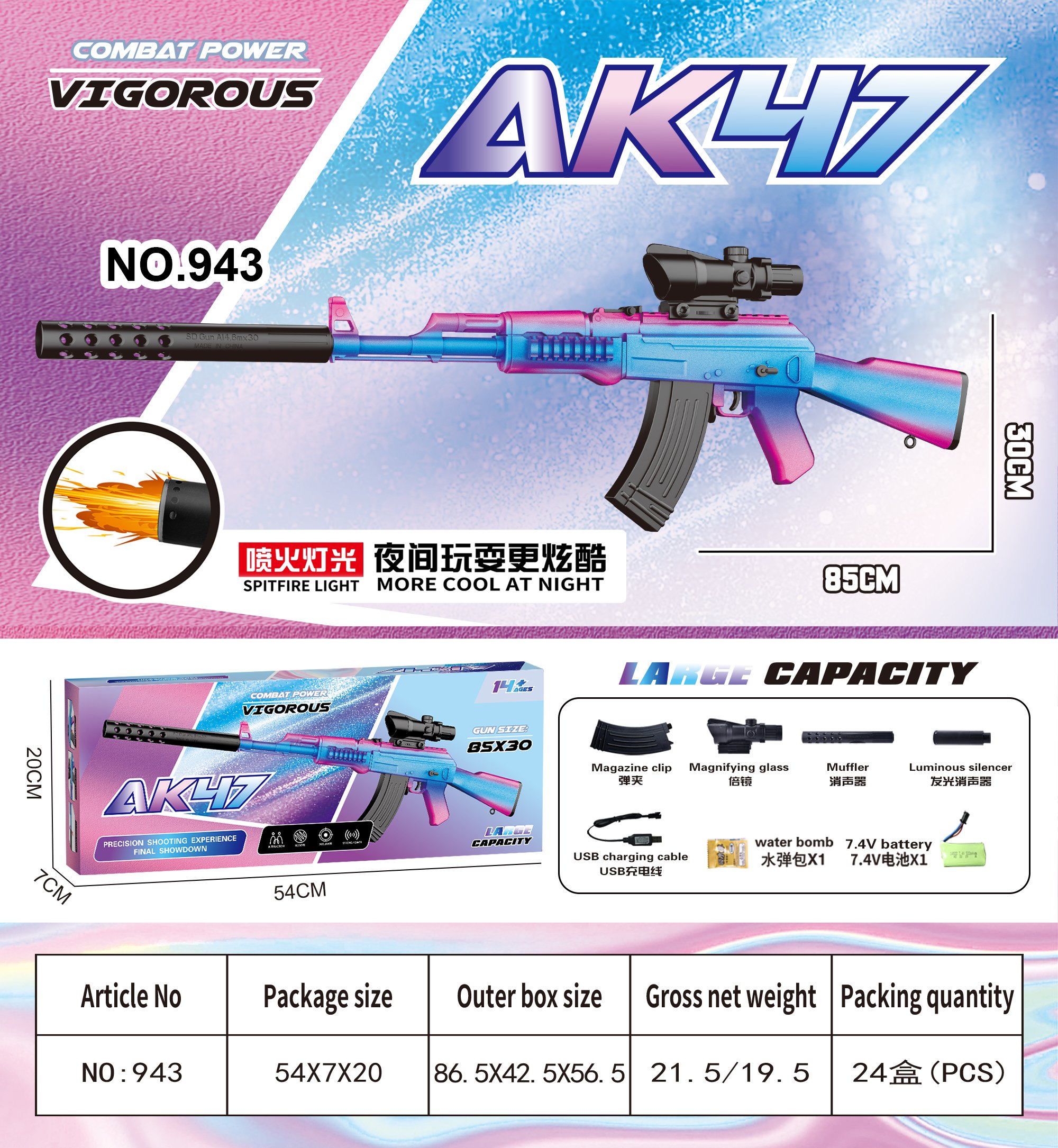 Автомат AK85CM Хамелеон гидрогелевый, обойма