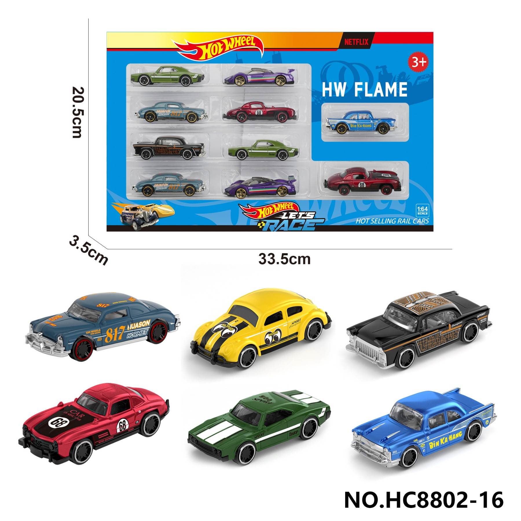 Набор из 10 металлических машинок Hot Wheels, масштаб 1:64