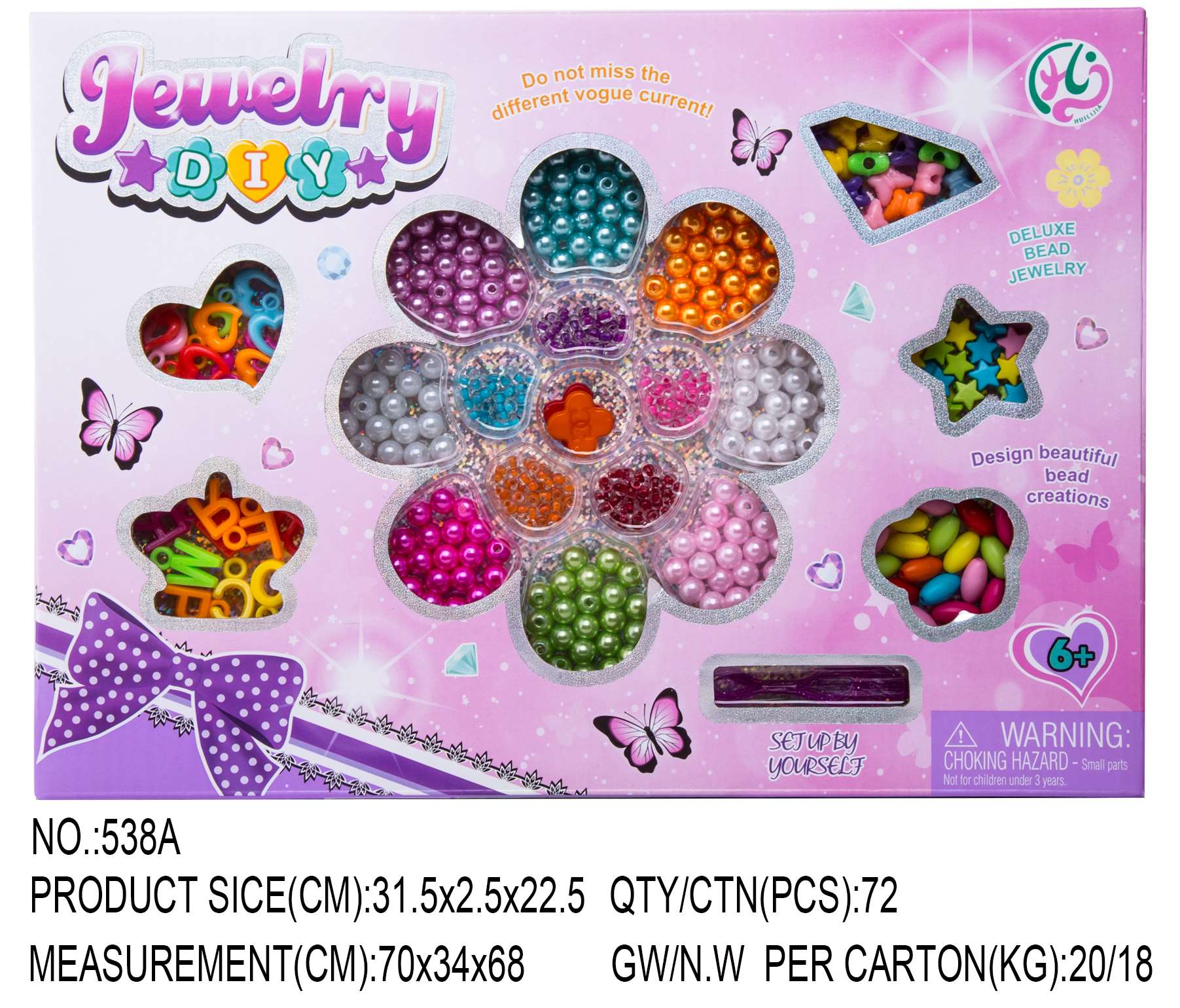 Набор бусин для создания украшений BEADING, 72 шт.