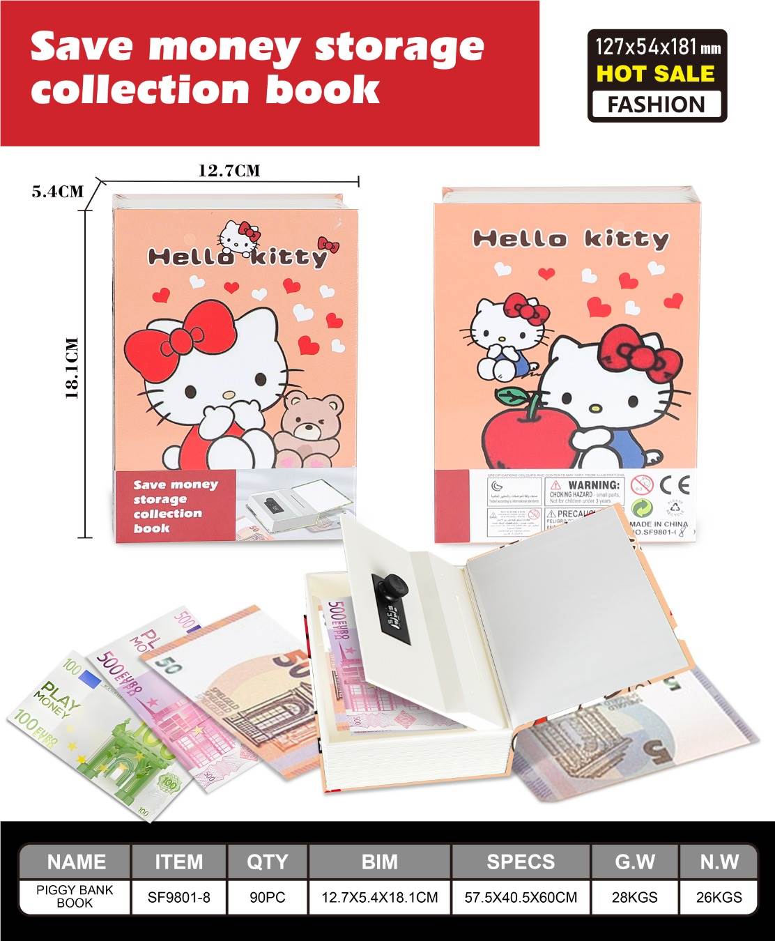 Копилка-книжка с кодовым замком Hello Kitty