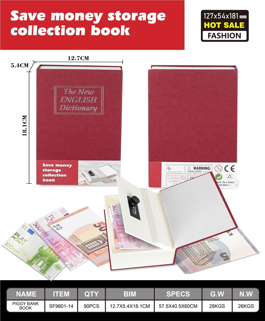 Книга-сейф словарь английского языка, красный