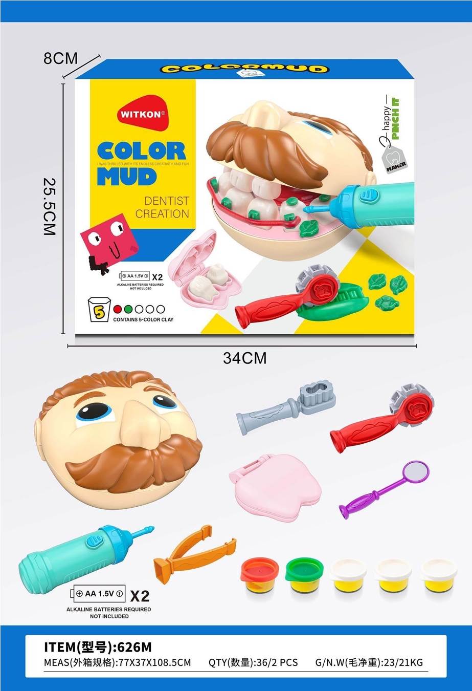 Набор Play Clay "Дантист": цветная глина, инструменты, дрель