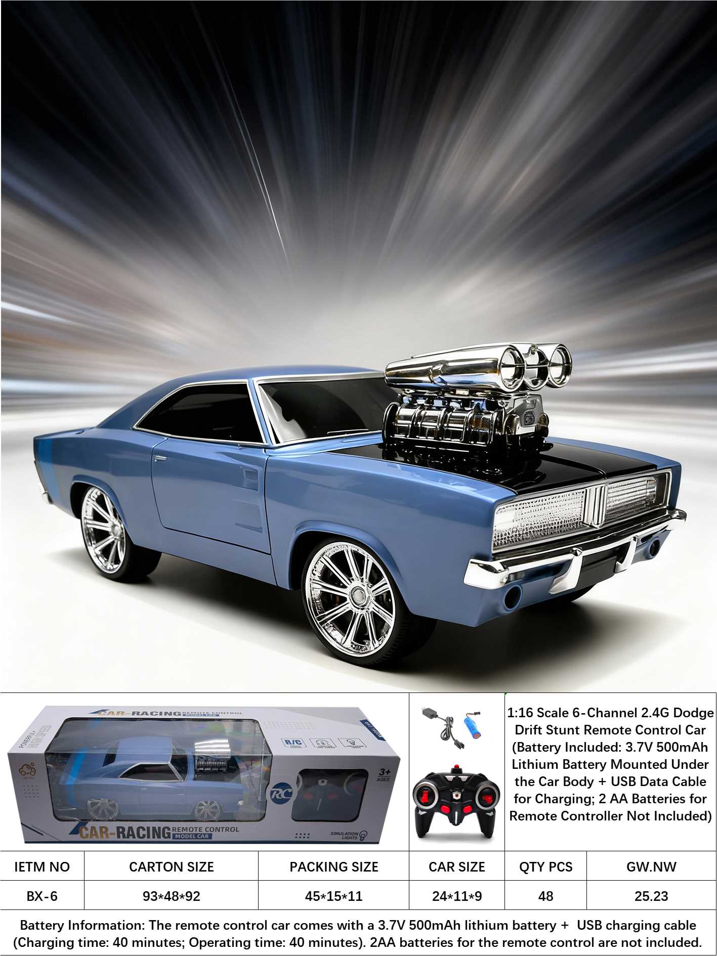 Радиоуправляемая дрифт-машина Dodge 1:16, 2.4G