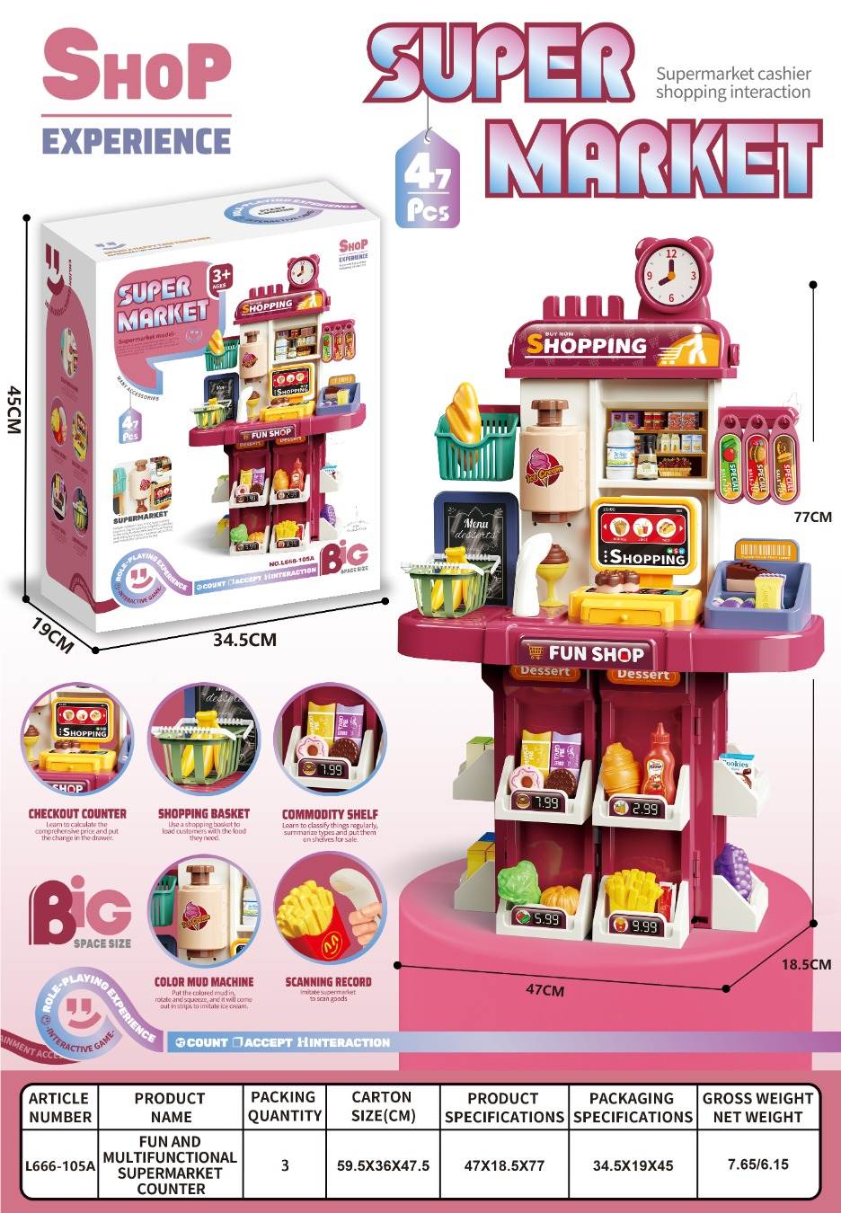 Игровой набор "Мини-супермаркет", красный