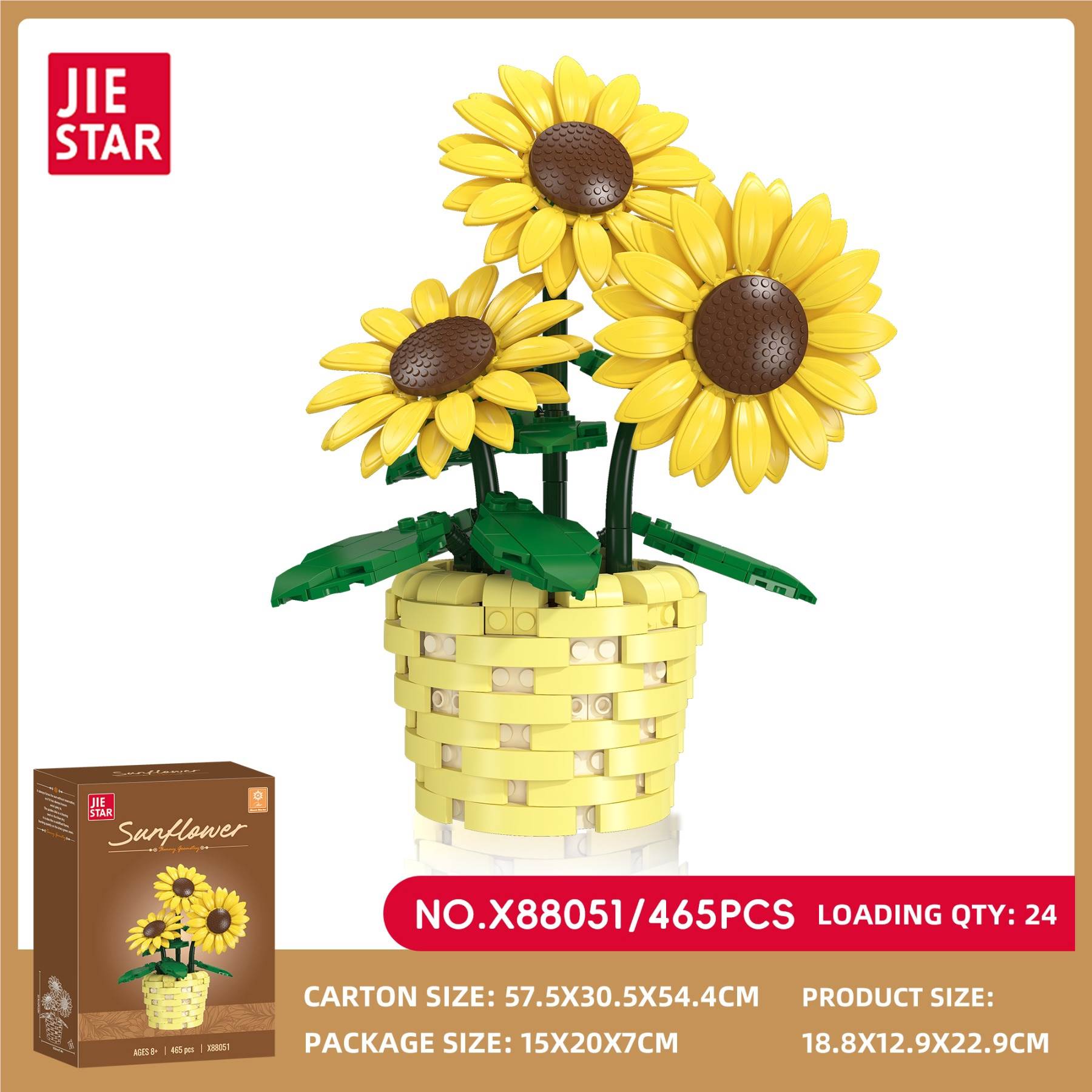 Конструктор Подсолнух в горшке, 24 шт/кор