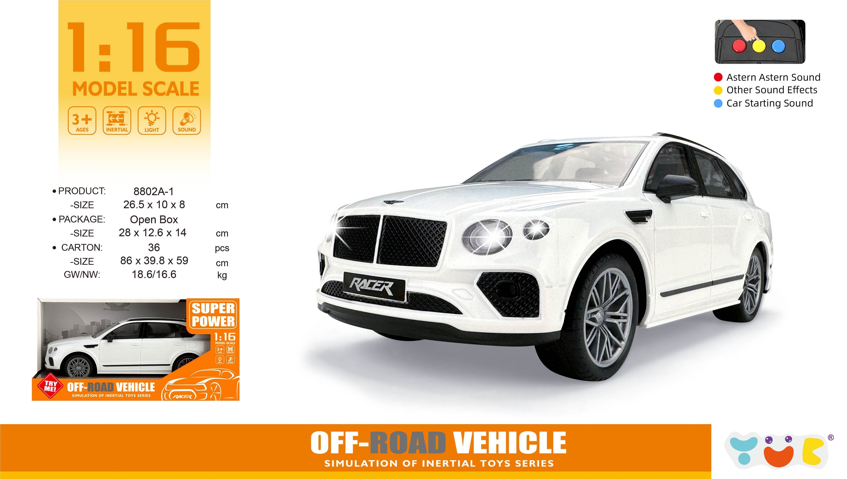 Инерционная модель Bentley Bentayga 1:16 со светом и звуком