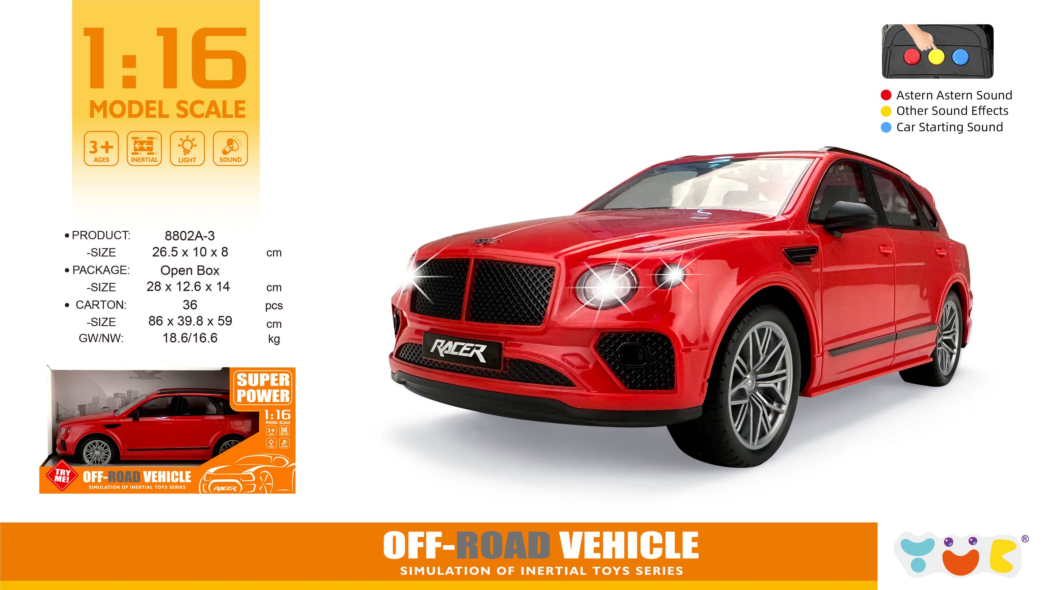 Инерционная модель Bentley Bentayga 1:16 со светом и звуком