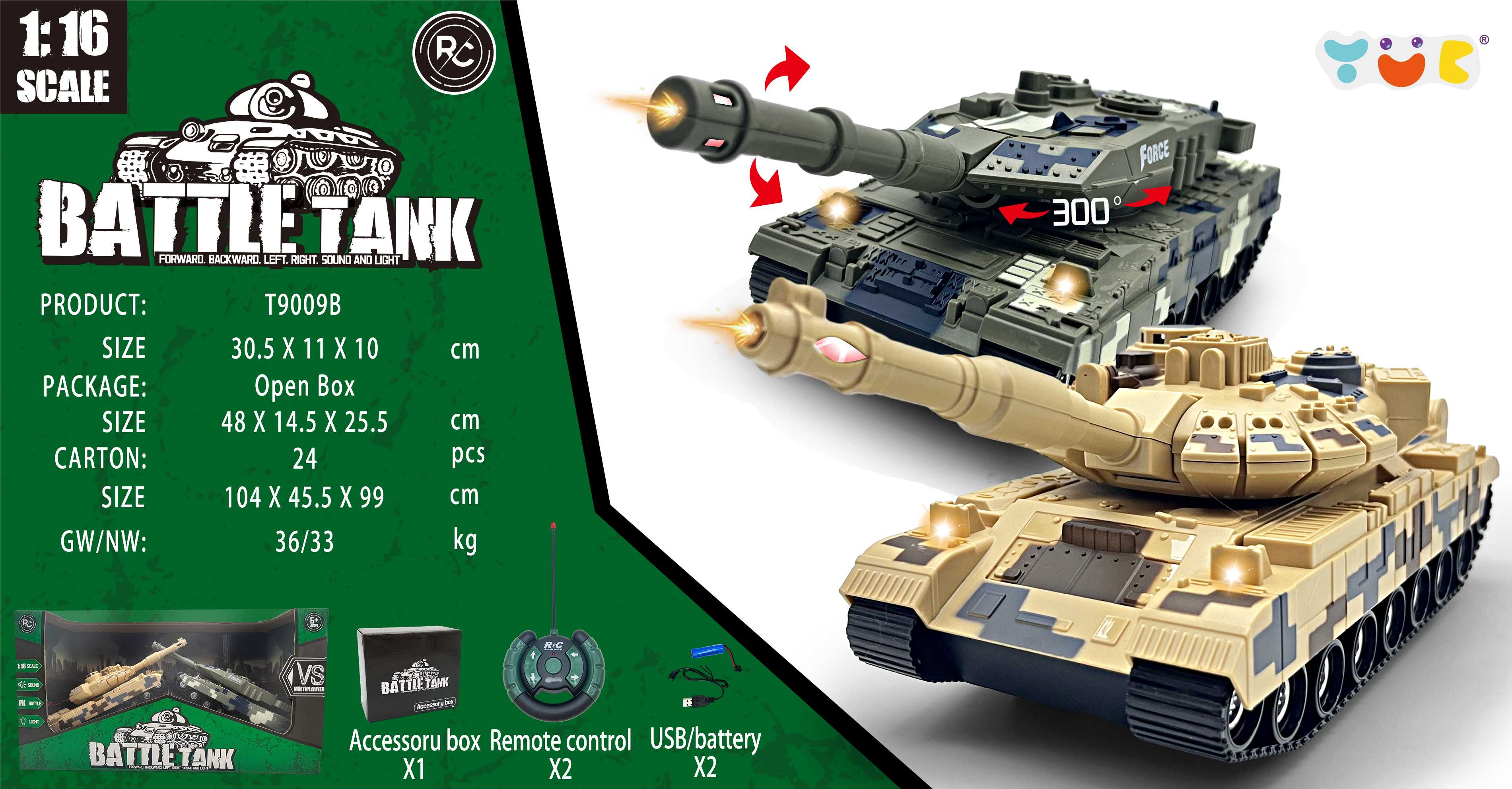 Радиоуправляемый танк с эффектами, 1:16