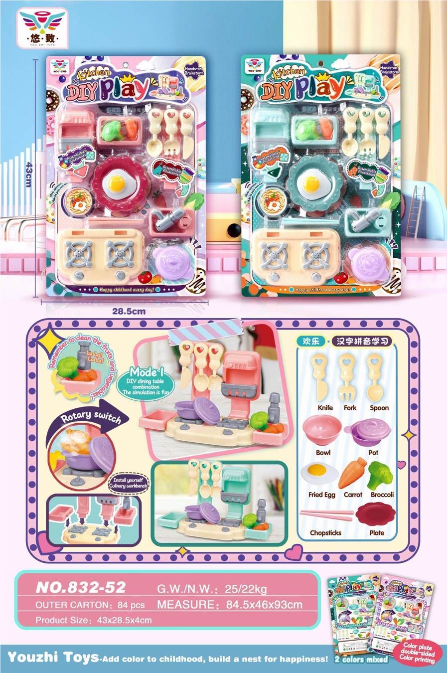 Игровой набор посуды и продуктов DIY