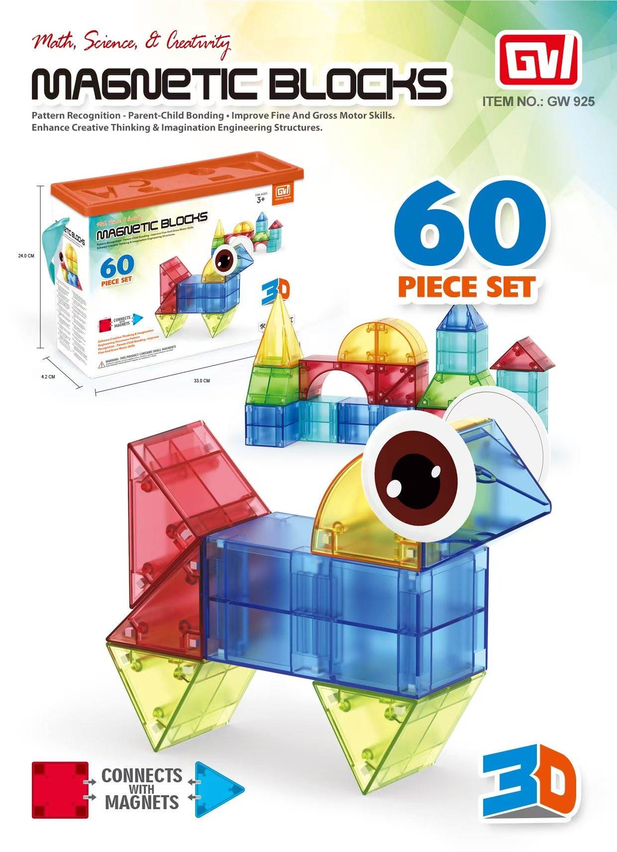 Магнитный конструктор 60 деталей