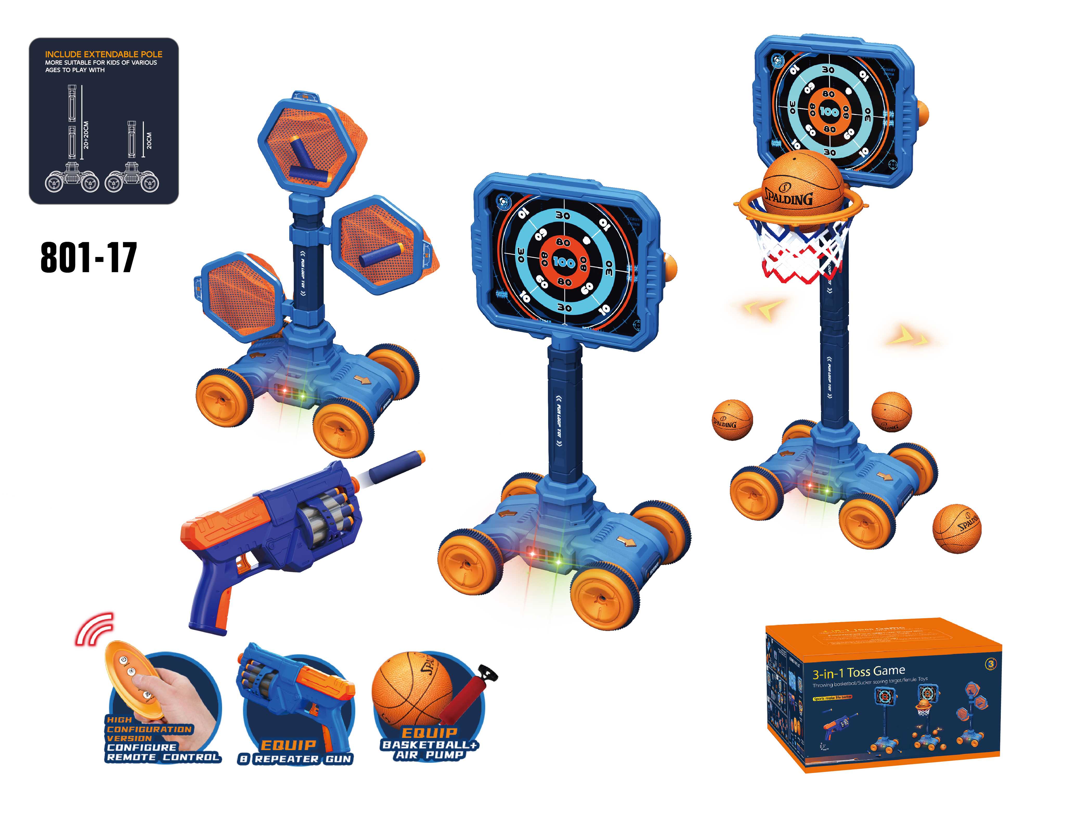 Игровой набор 3 в 1: теннис, баскетбол, стрельба