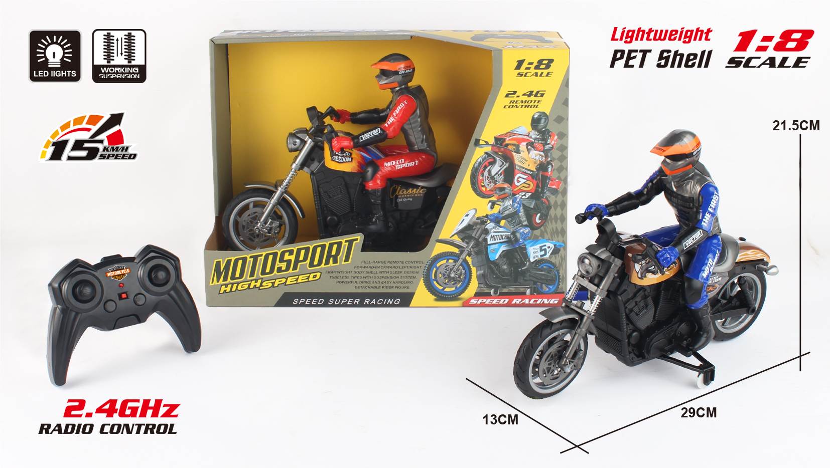 Радиоуправляемый мотоцикл Harley 1:8, 2.4G