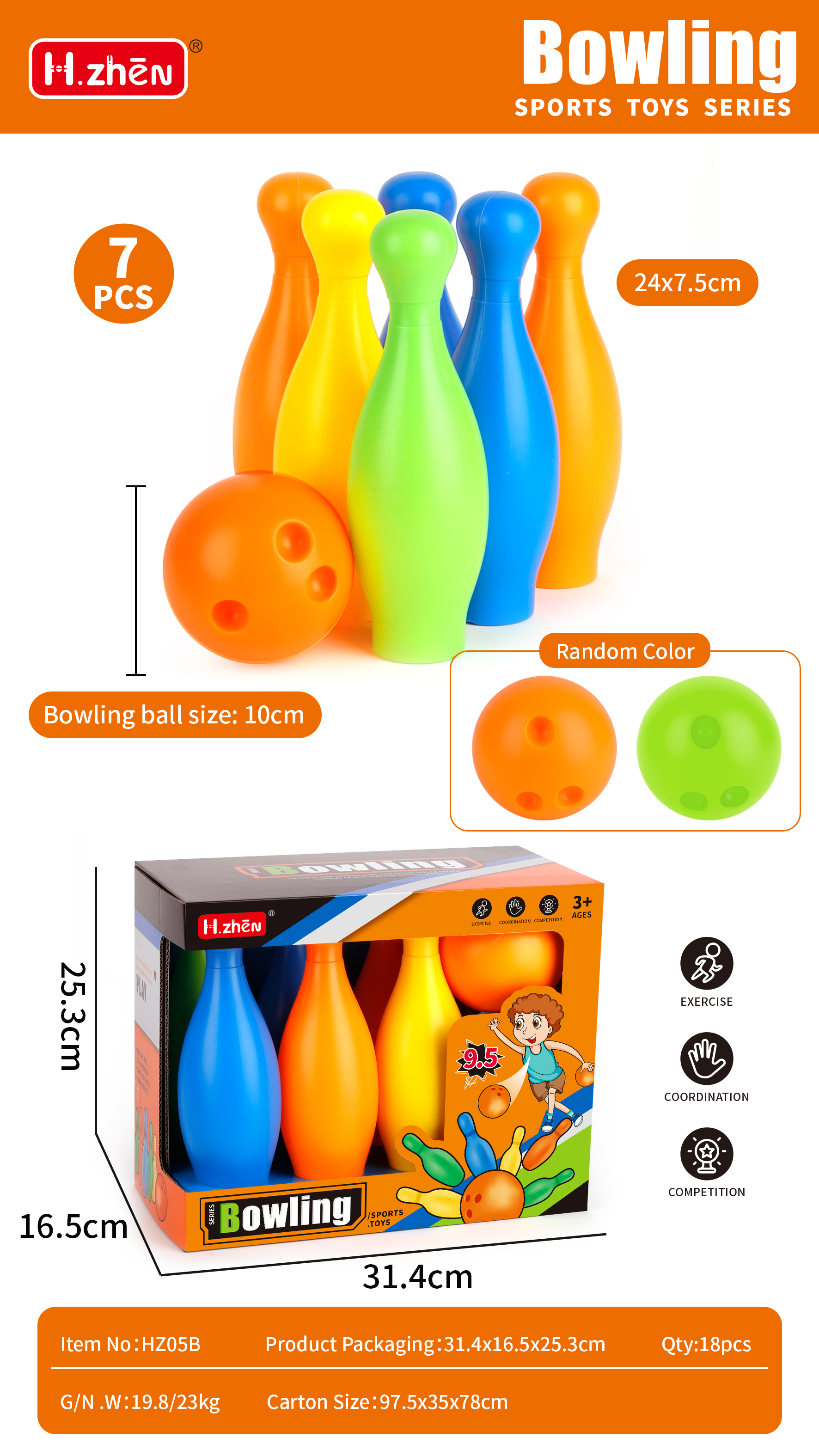 Боулинг детский пластиковый "Charm Bowling" в английской упаковке