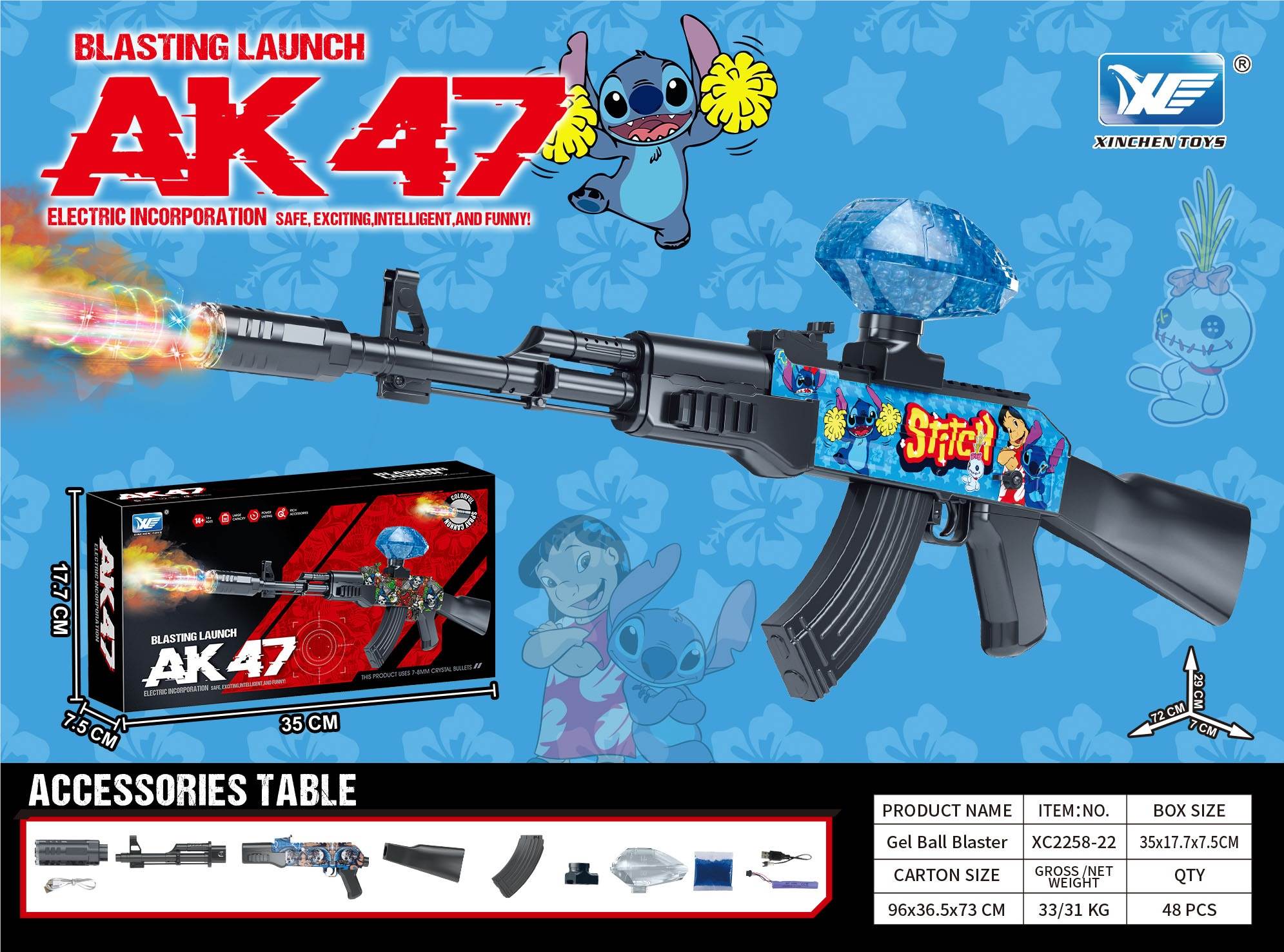 Автомат AK47 с гидрогелевыми пулями, дымом и глушителем