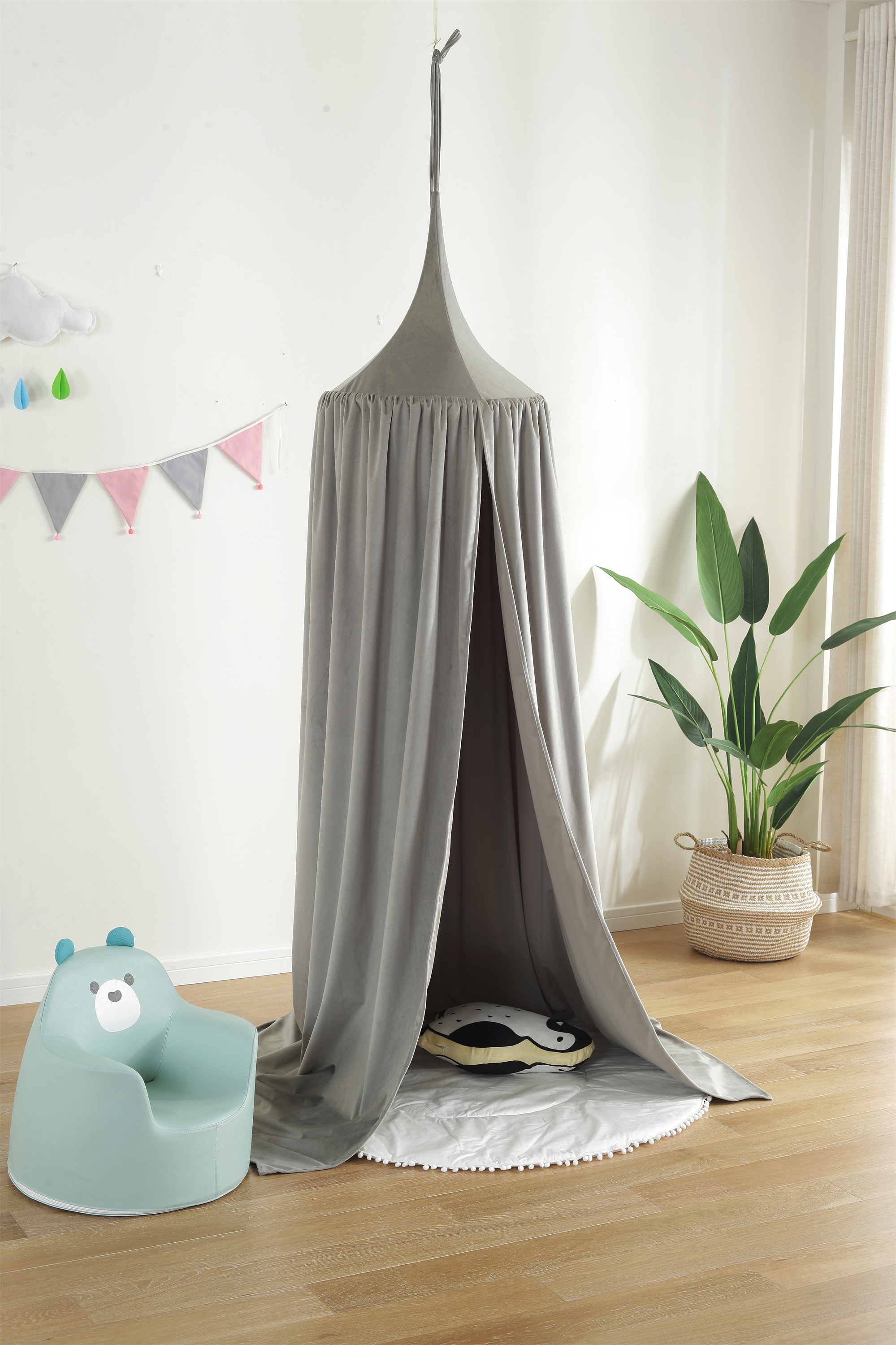 Велюровая купольная палатка серая, 300г