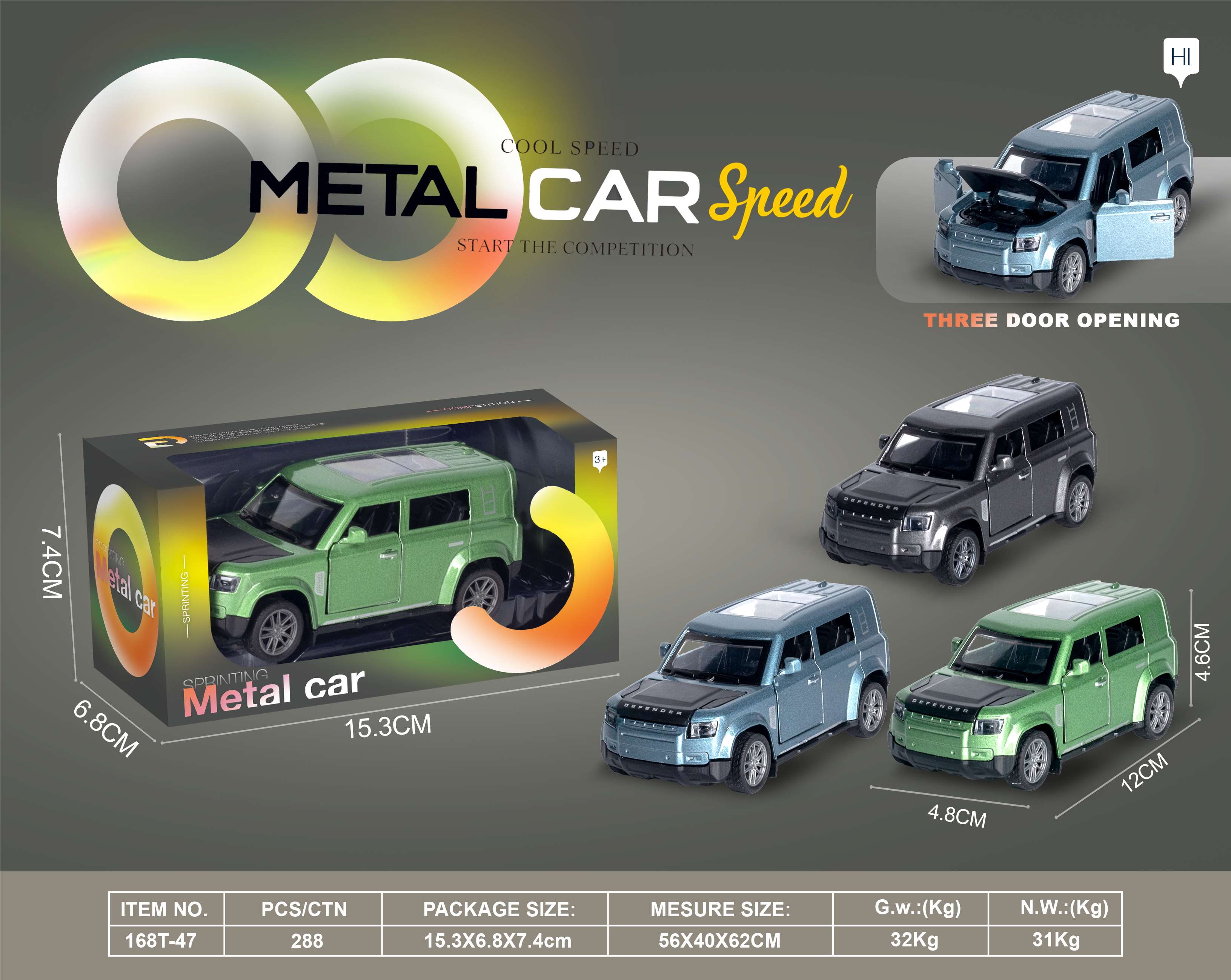 Металлическая модель Land Rover Defender 1:36