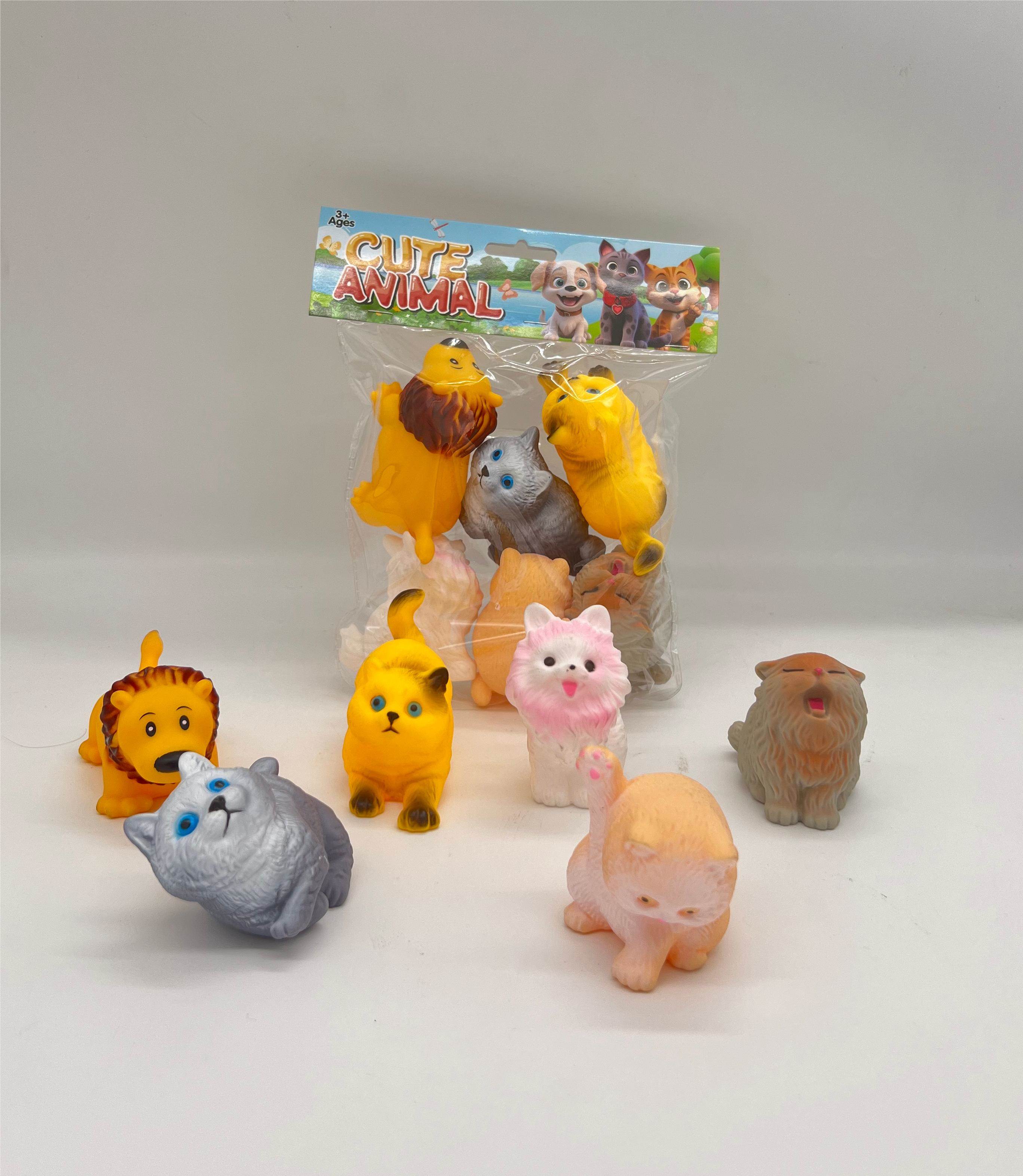 Набор виниловых игрушек для ванной: кошки, собаки, львы (6 шт.)