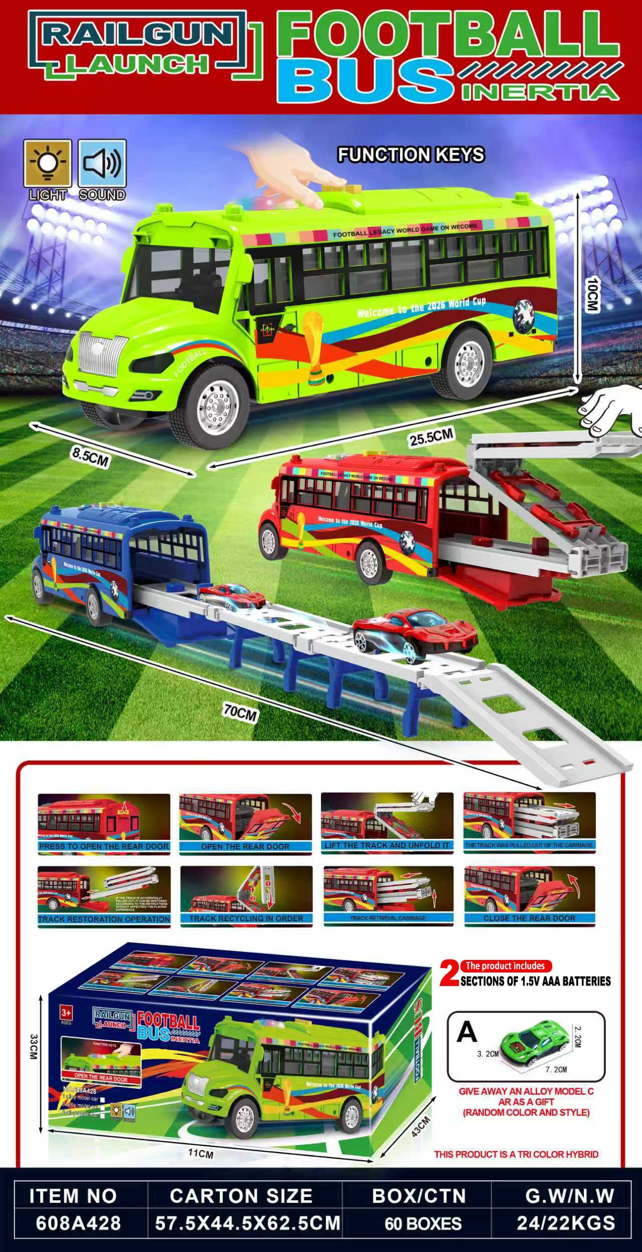 Инерционный автобус с треком и машинкой World Cup