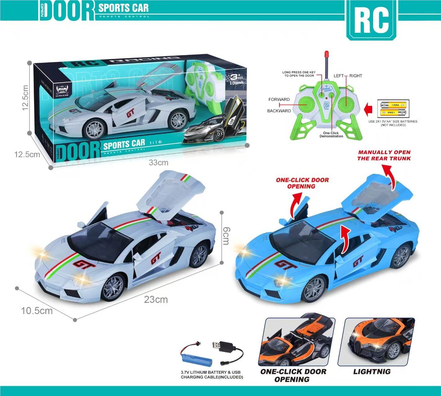 Радиоуправляемая машина Lamborghini 1:16, свет, демо-режим