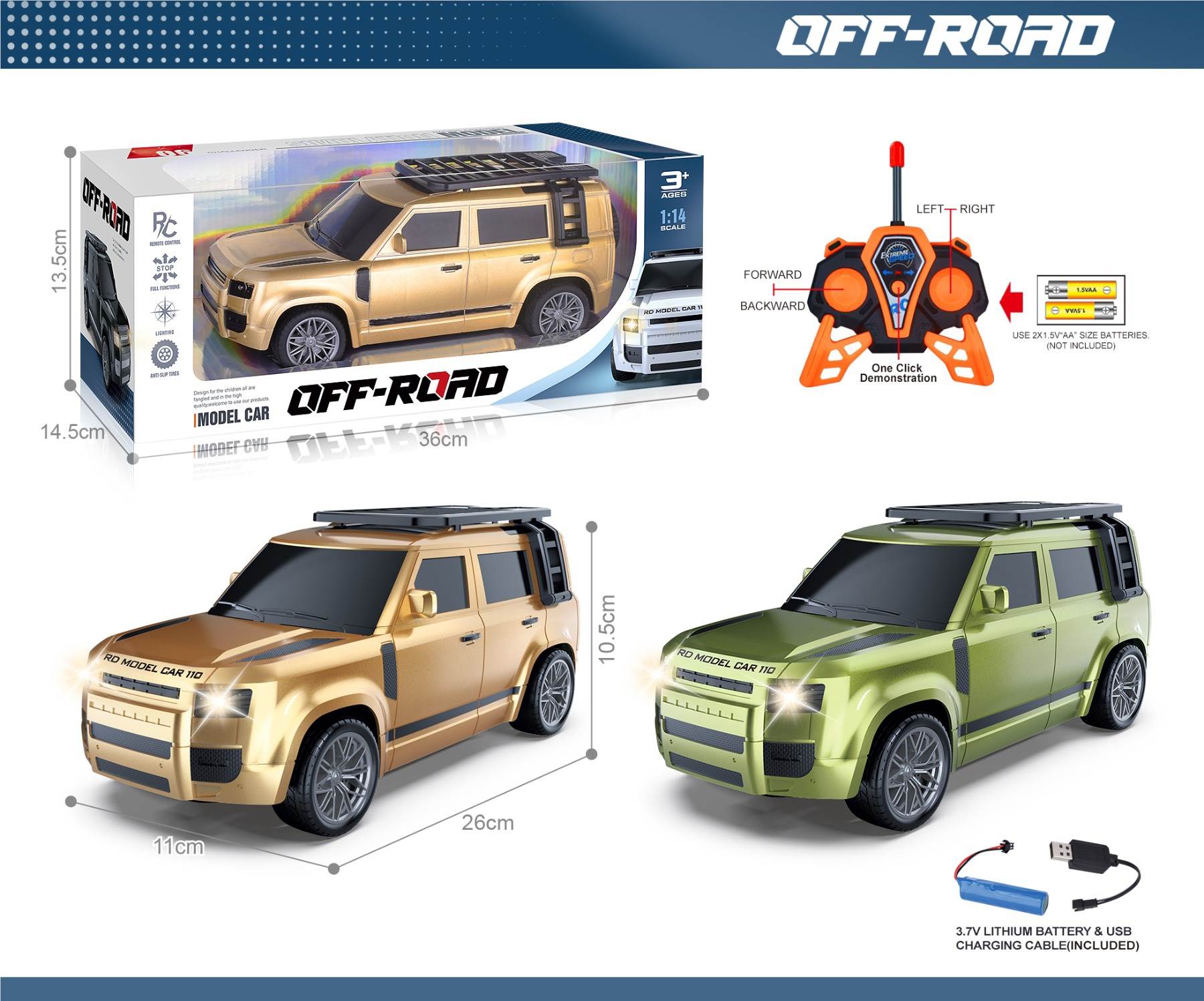 Радиоуправляемая модель Land Rover Defender 1:14 с демонстрацией