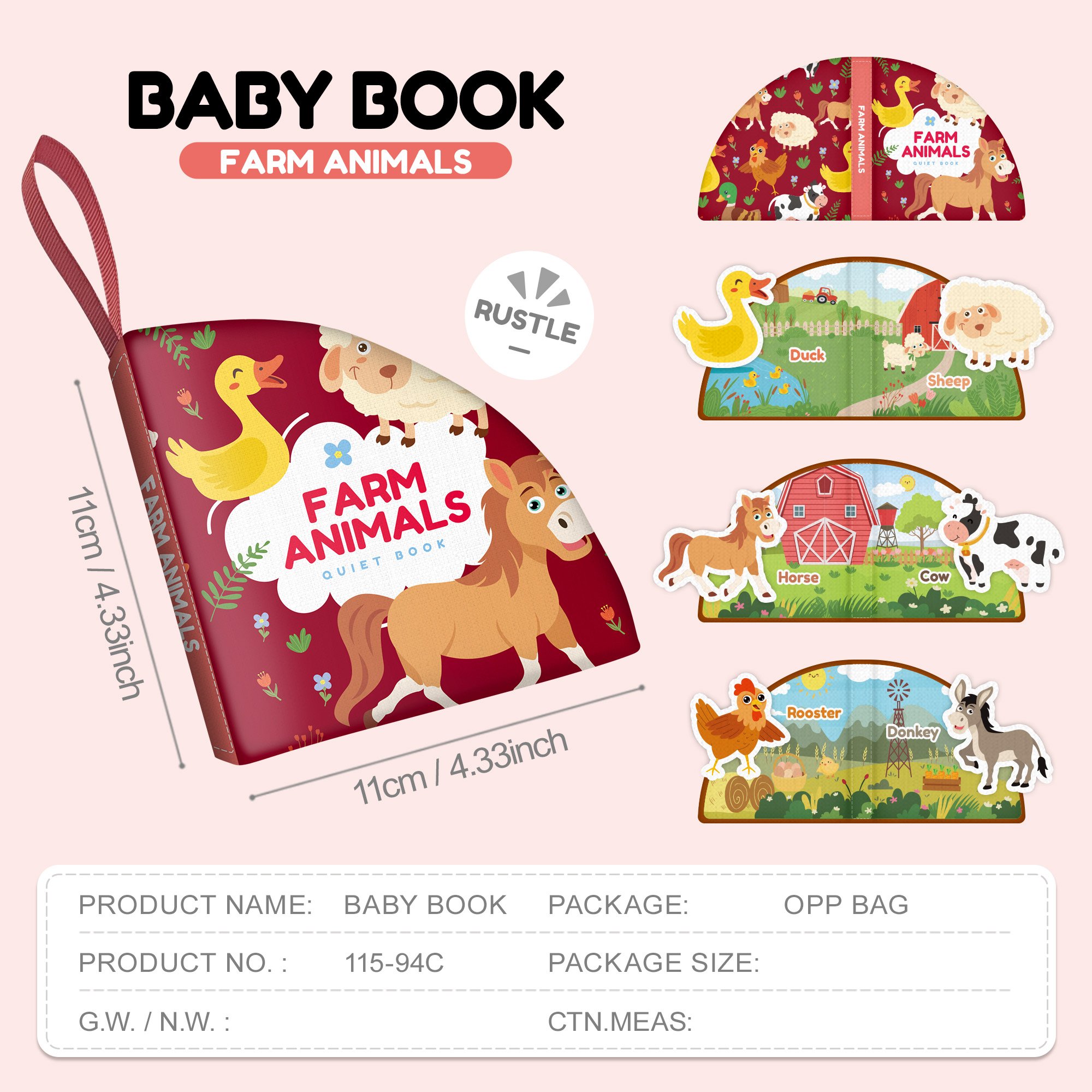 Развивающая книжка-игрушка "Ферма" с липучками