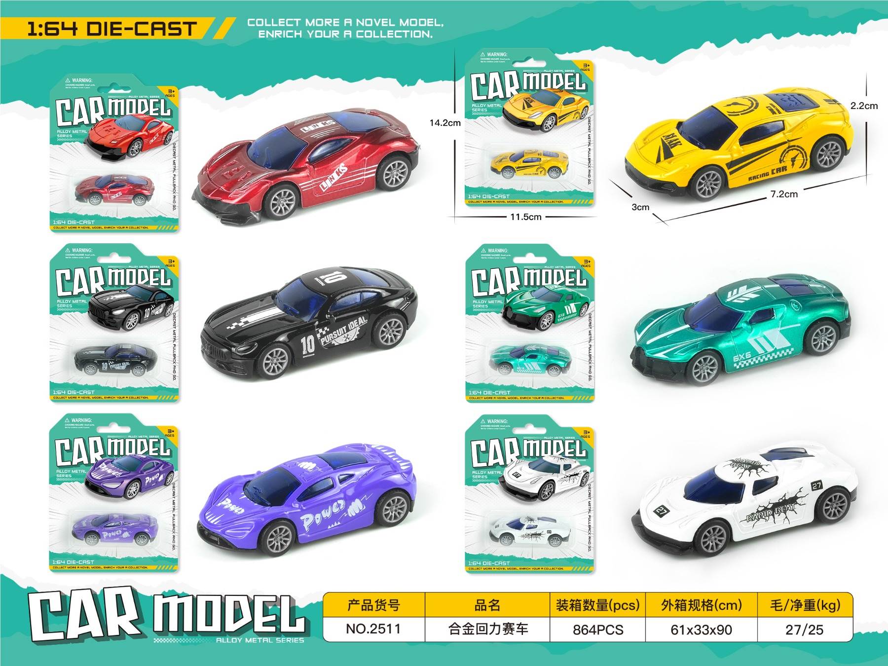 Металлические машинки 1:64, инерционные