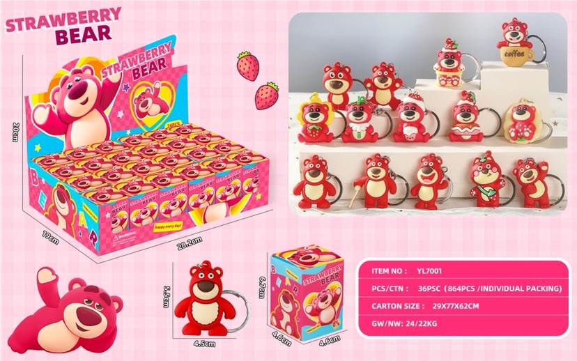 Мягкая игрушка "Клубничный медведь", 12 см