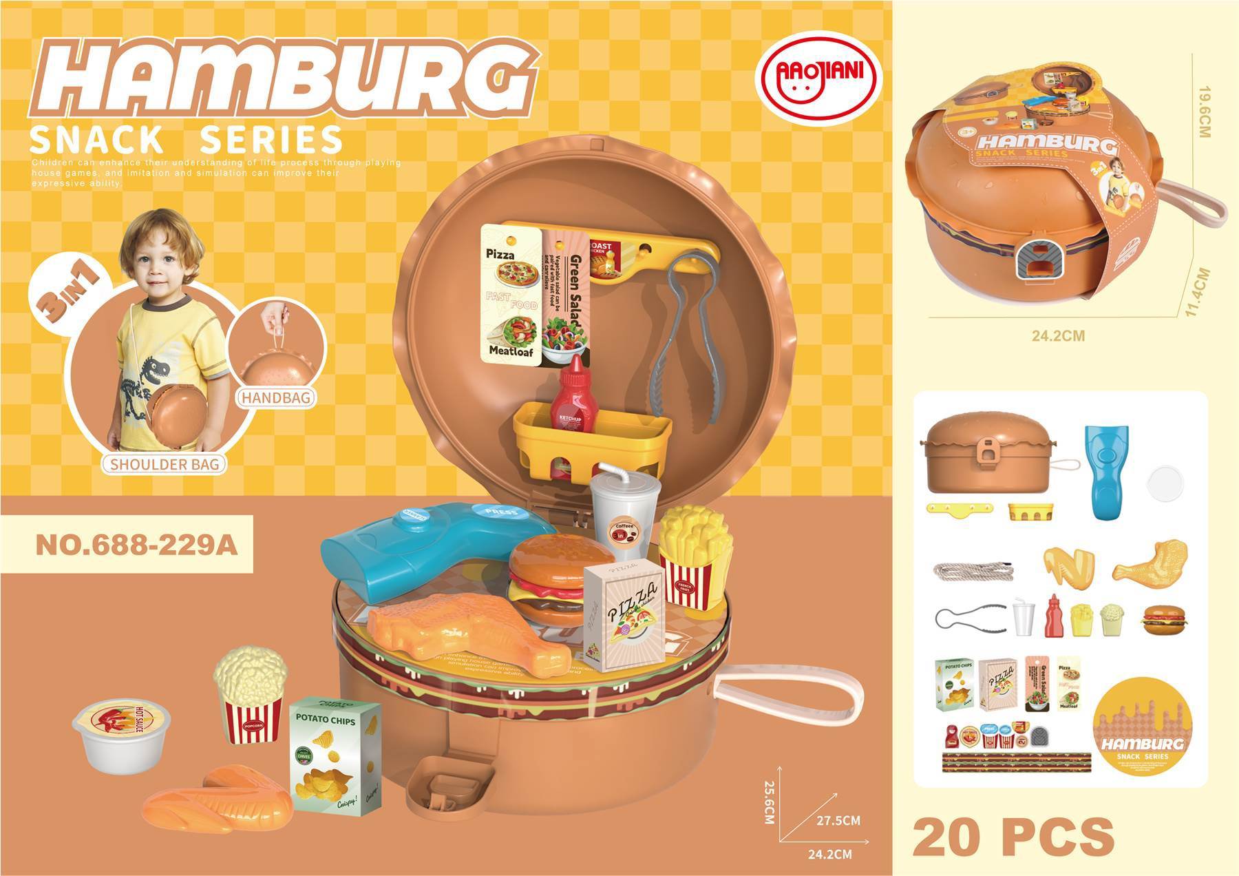 Игровой набор "Макдоналдс": гамбургер, посуда, продукты