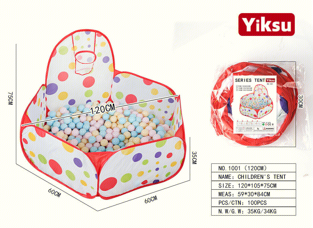 Детская игровая палатка с баскетбольным кольцом YIKSU, 1.2м