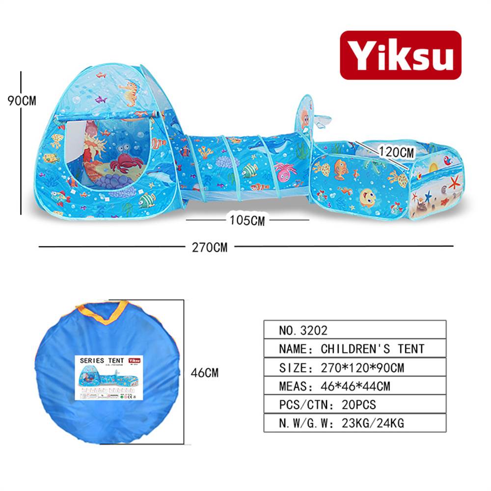 Игровой комплекс 3 в 1: палатка, туннель, бассейн с шариками