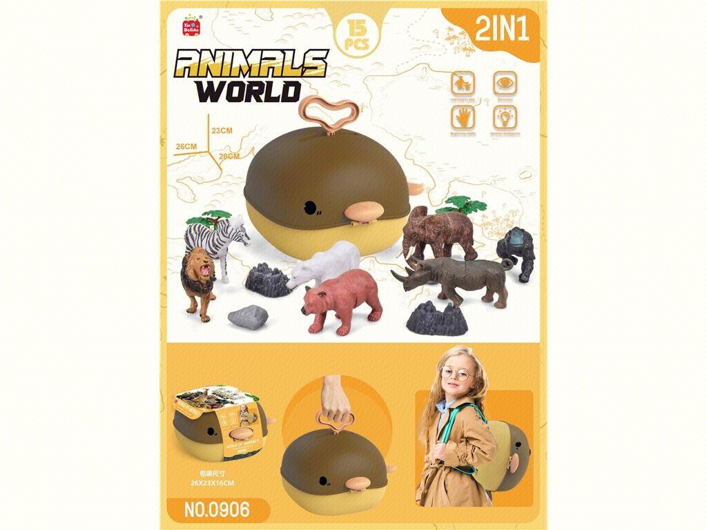 Игровой набор диких животных в рюкзаке-китёнке